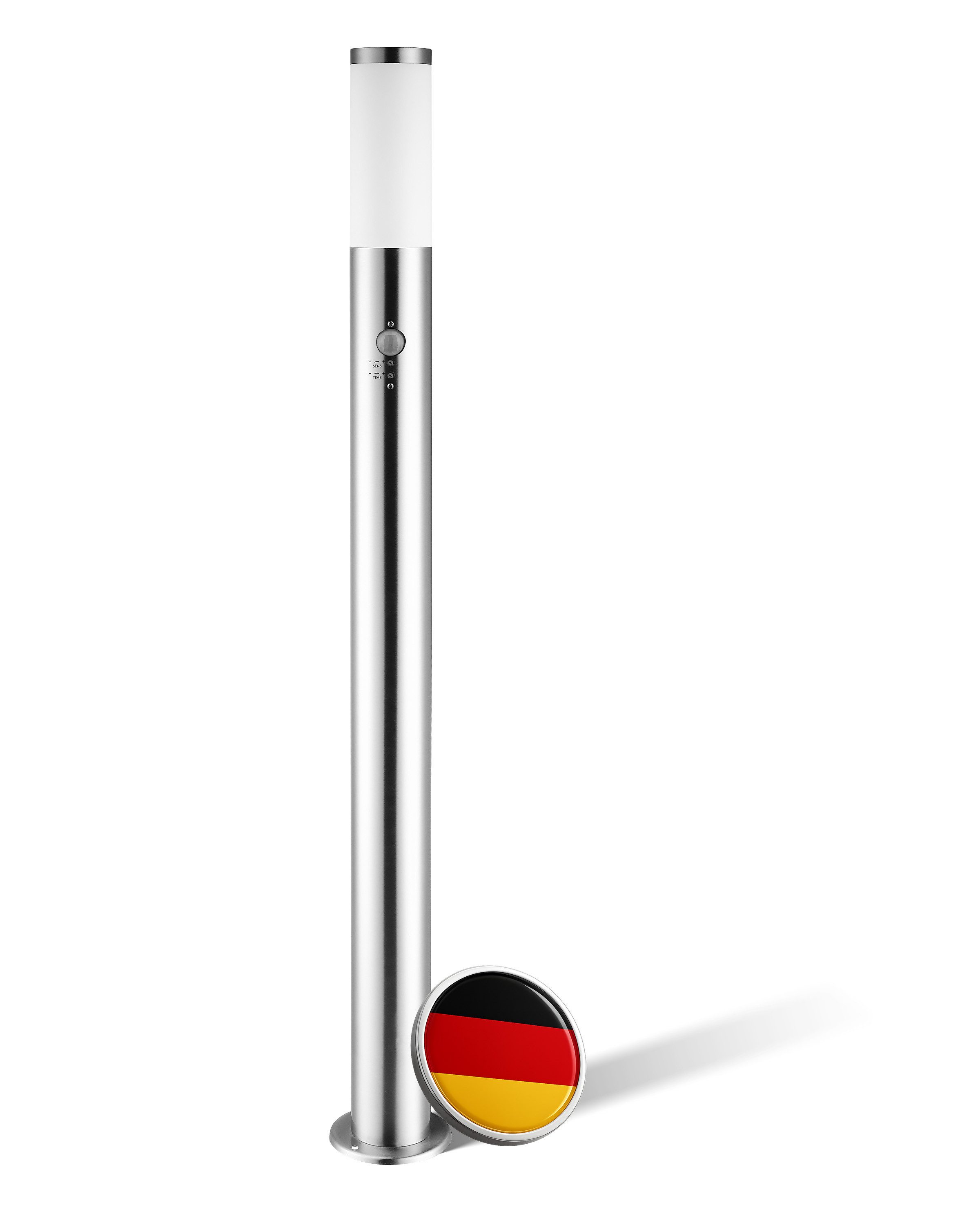 monzana Gartenleuchte, Wegeleuchte mit Bewegungsmelder, Einstellbar Edelstahl 100cm IP44 Außen Gartenlampe Außenleuchte Silber