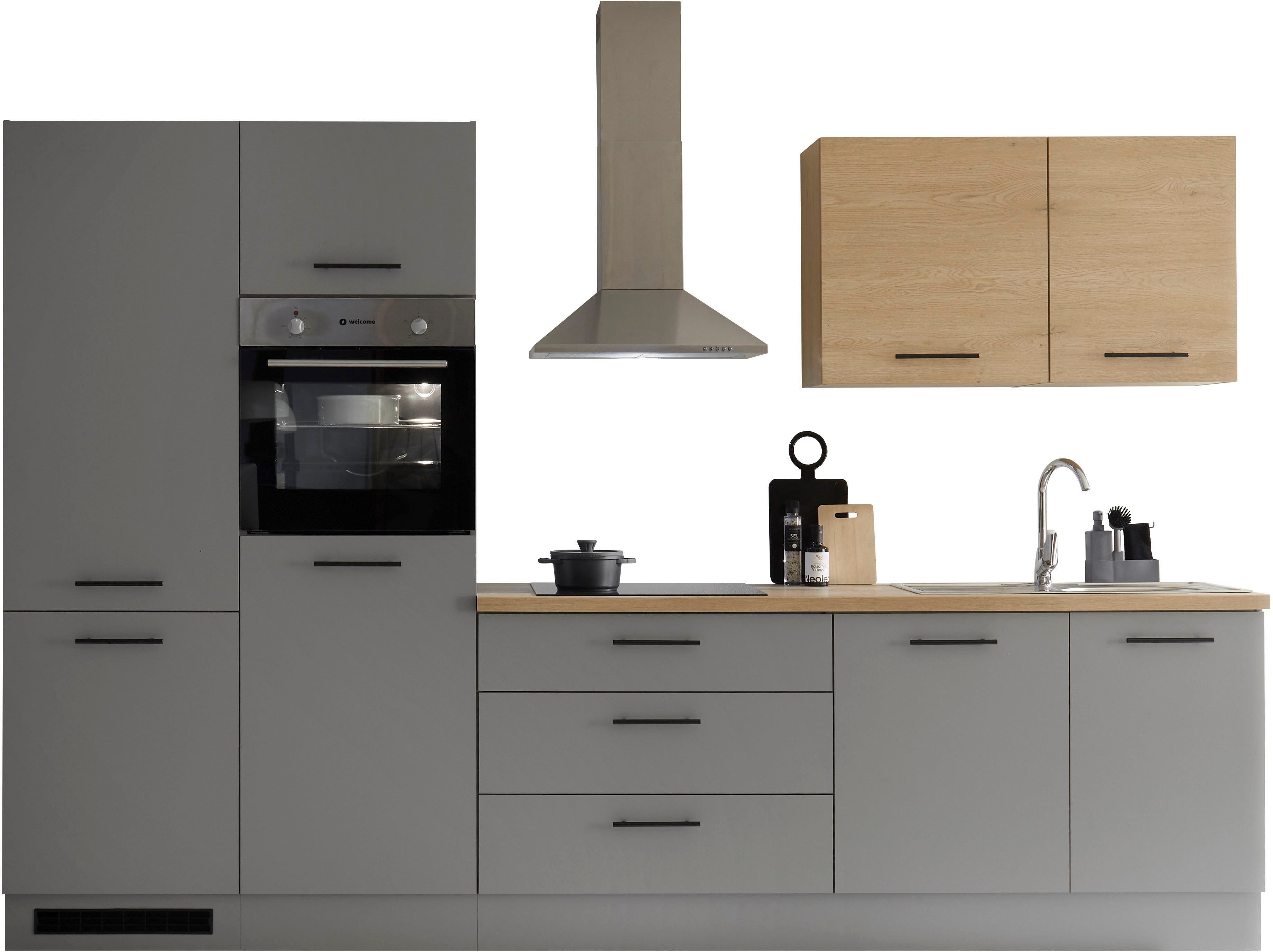 CENTRE DE CUISSON Meuble de cuisine KS-Malfi, largeur 320 cm, avec électroménager en option, plan de travail de 38 mm d'épaisseur