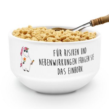 Mr. & Mrs. Panda Müslischale Einhorn Woodstock - Weiß - Geschenk, Früstücksschüssel, Spaß. lustig, Keramik, (1-tlg), Design & Qualität