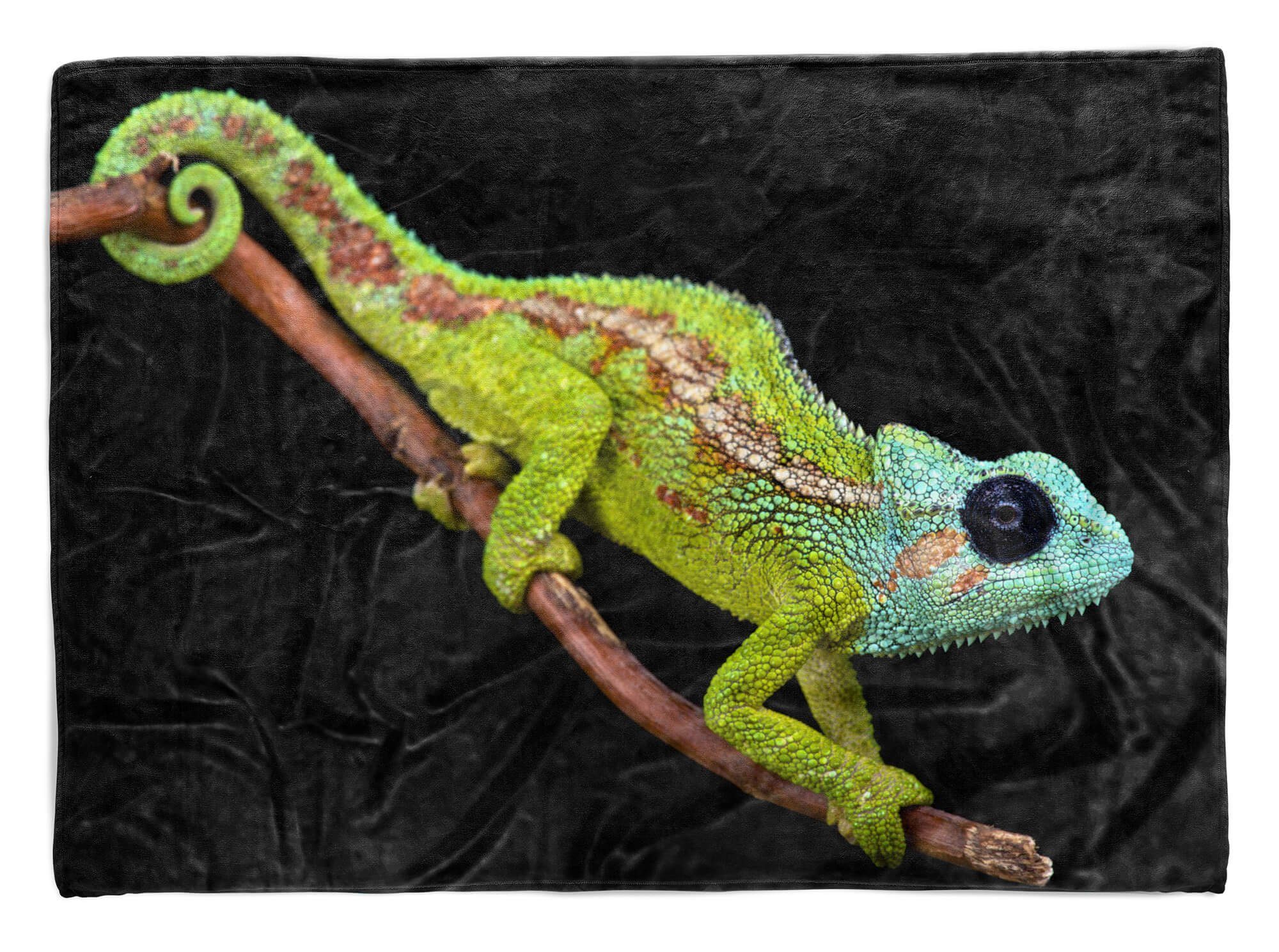 Handtücher Handtuch Strandhandtuch Saunatuch Kuscheldecke mit Tiermotiv Chamäleon, Baumwolle-Polyester-Mix (1-St), Handtuch