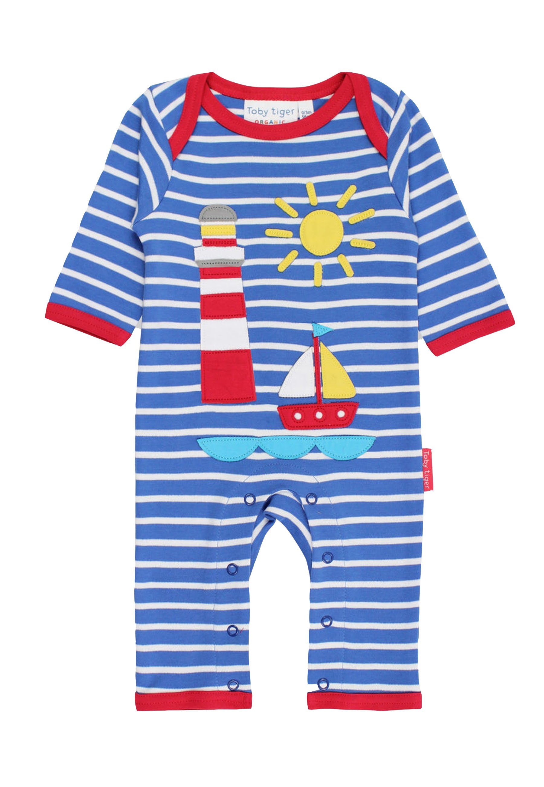 Toby Tiger Schlafanzug Schlafanzug mit Segelboot Applikation