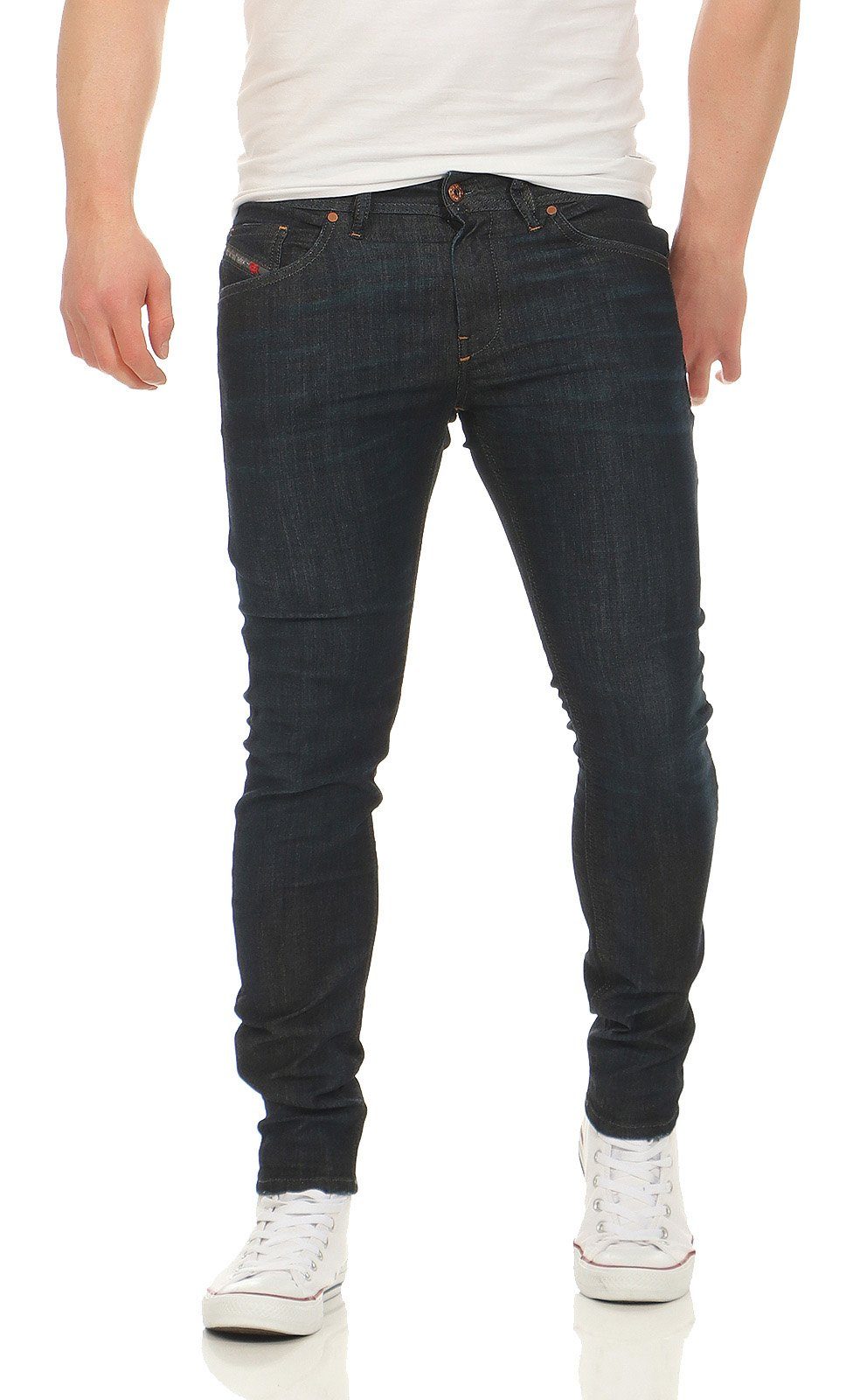 5 Diesel Herren Stretch-Jeans inch Diesel Stretch-Jeans Dezenter Pocket 32 0856V Used-Look, STICKKER Style, Länge: