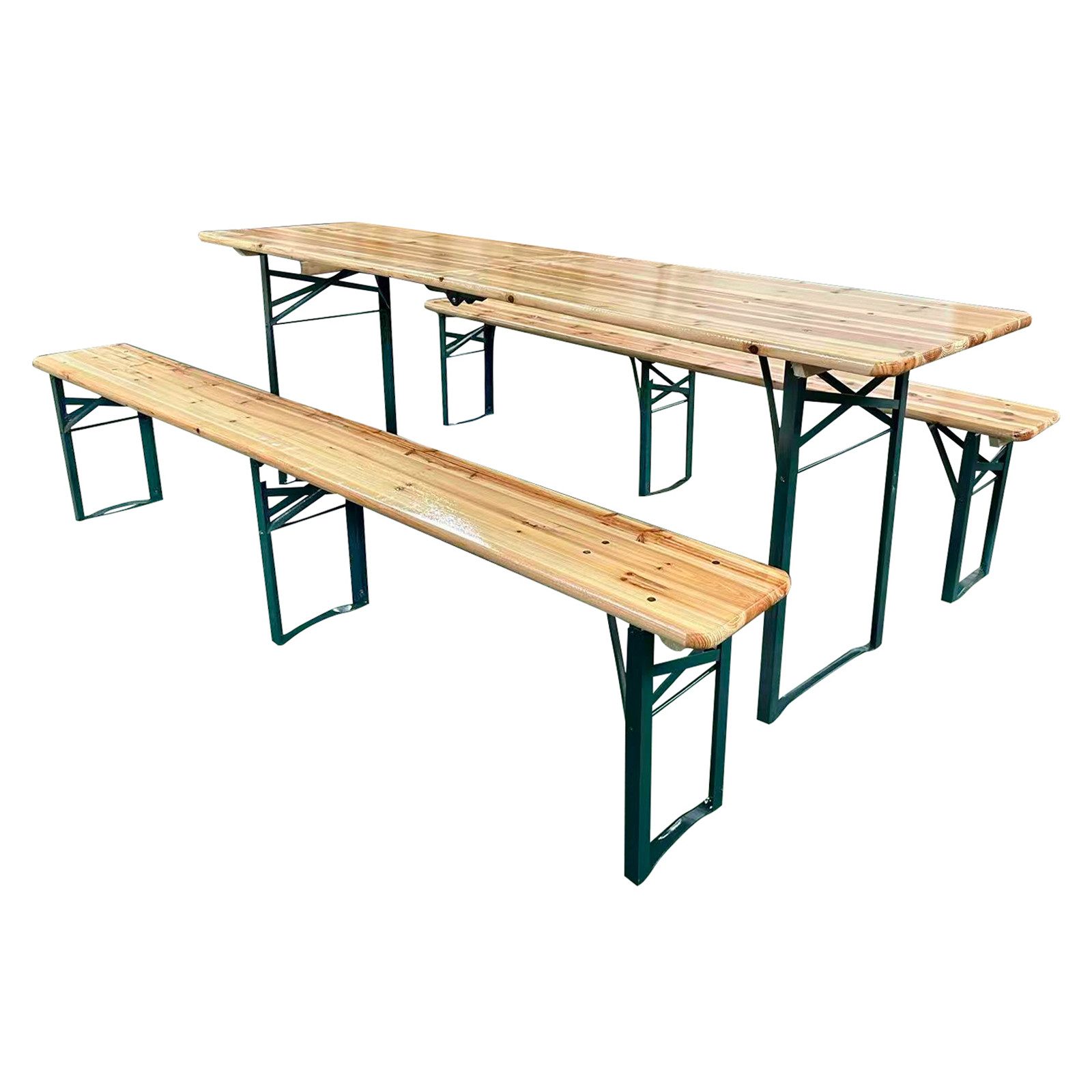 SVITA Bierzeltgarnitur, (Set), Klappbar, Biertisch und Bänke, Natur, Holz, Metall, Oktoberfest