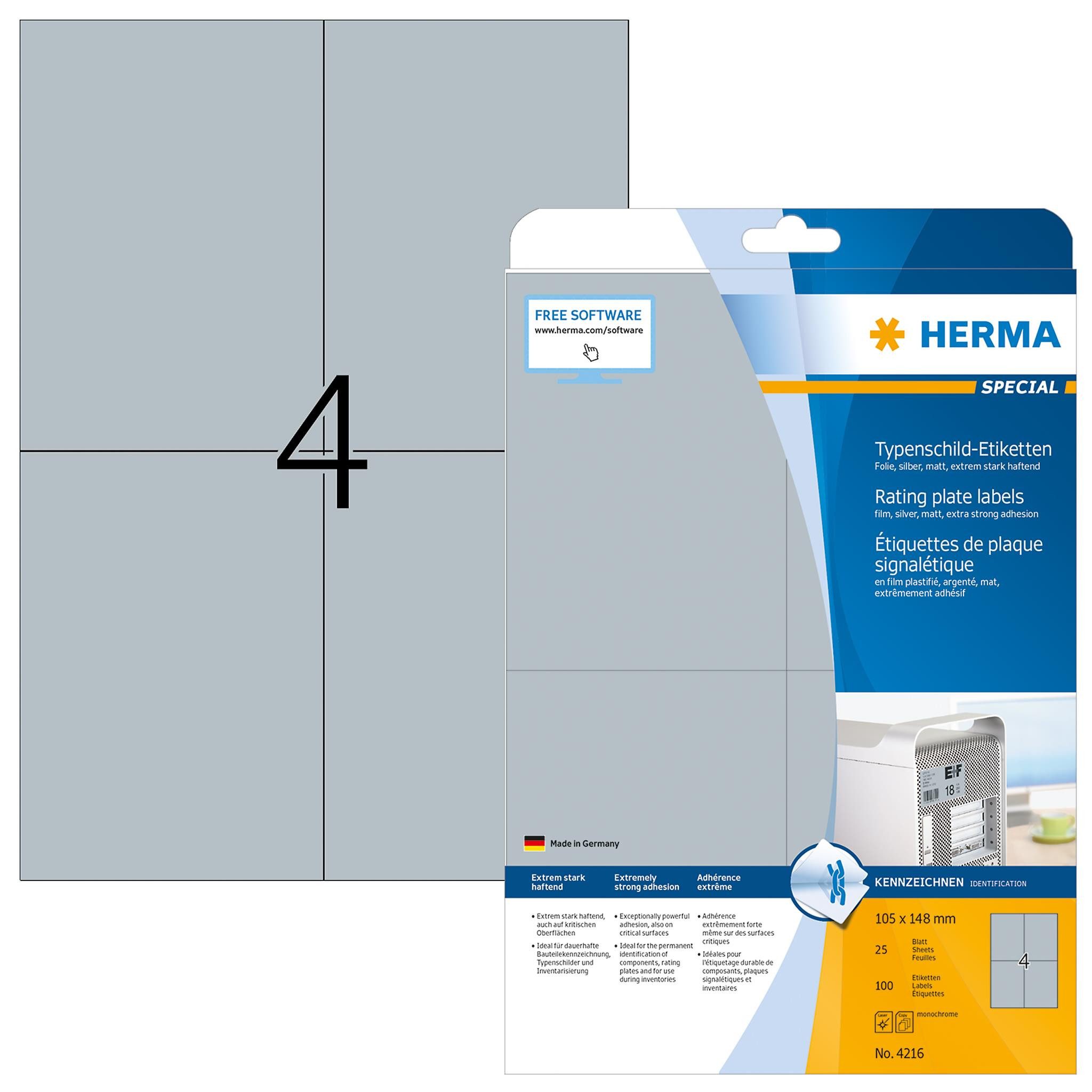 HERMA Etikett Herma Ярлыки Typenschild stark haftend 105 x 148 mm wetterfest
