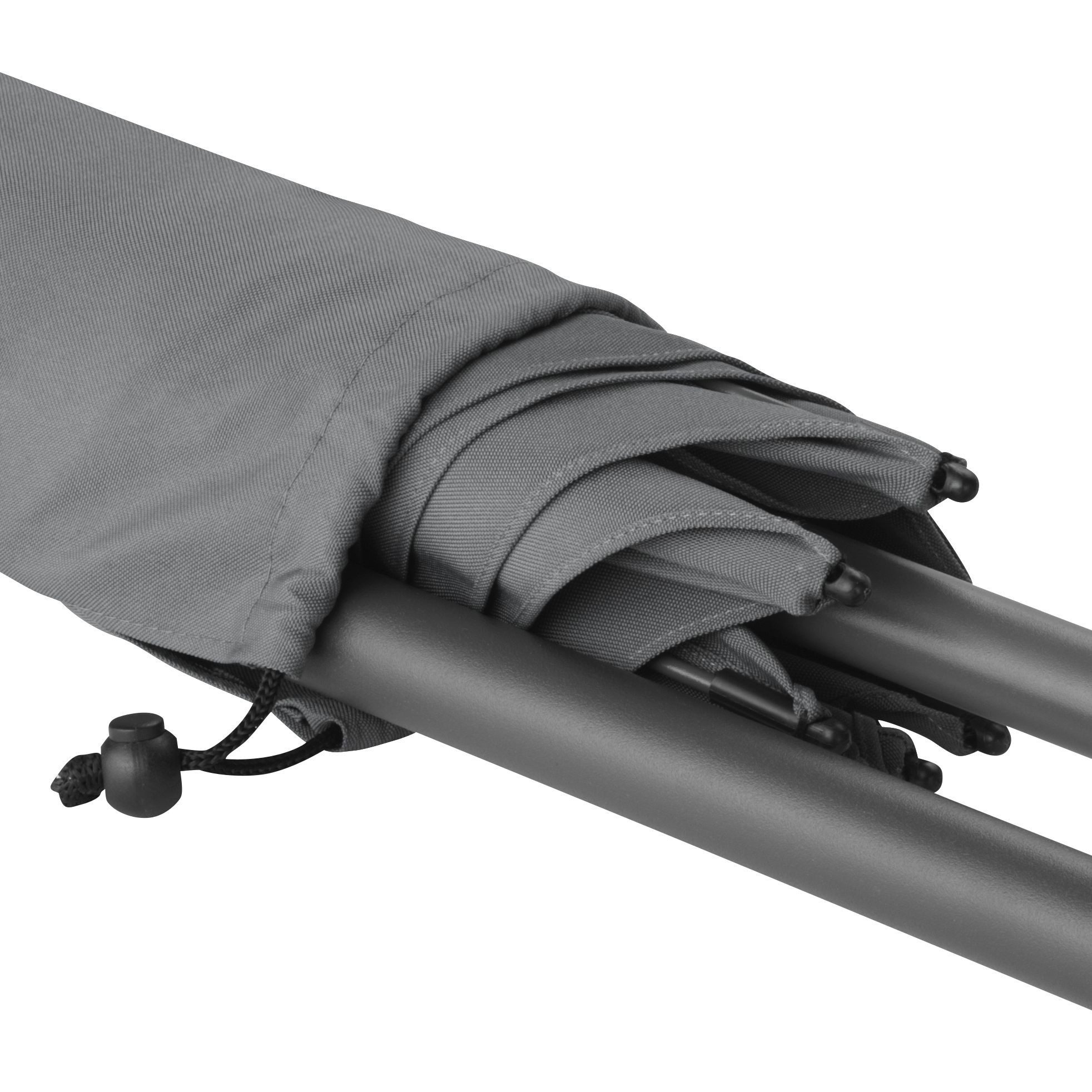 FARE Sonnenschirm XL, höhenverstellbar, Ø 235 cm, Titan-Finish, UPF 50+, knickbar, Ventilationsbezug, Fiberglas