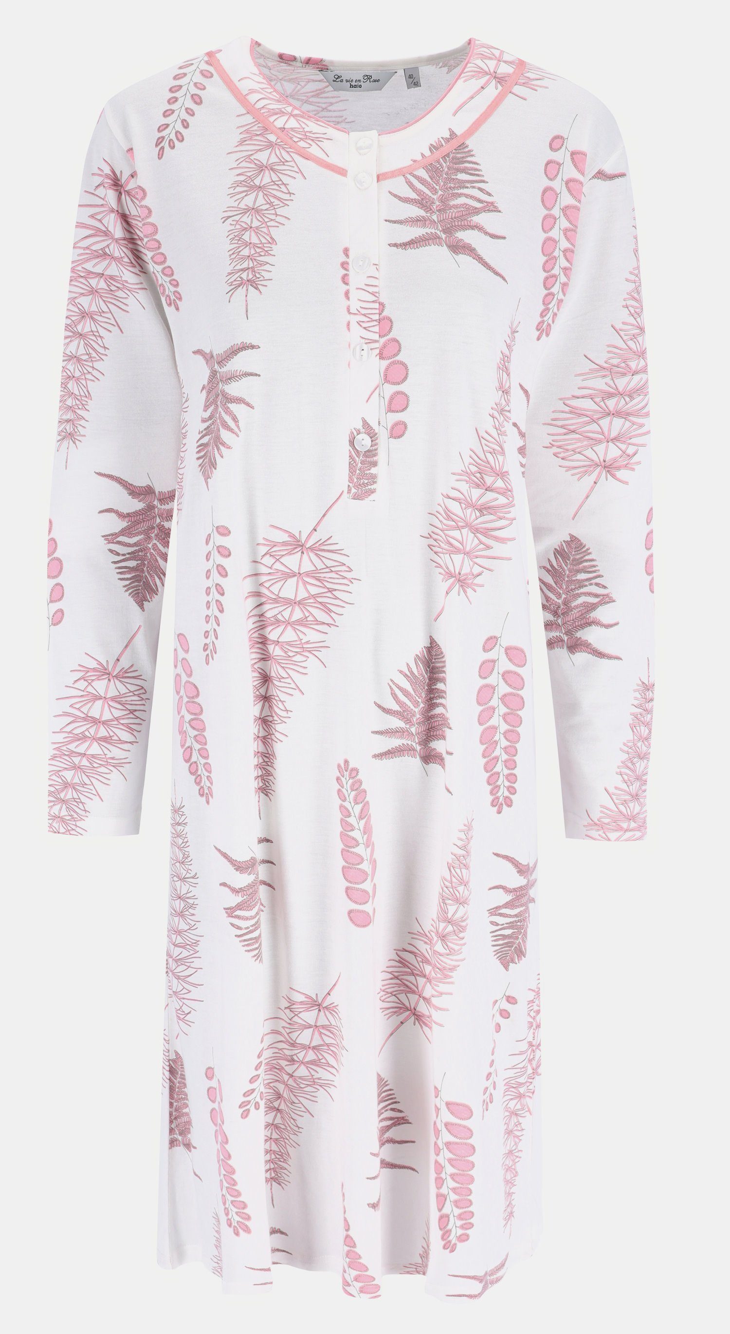 Hajo Nachthemd Damen Nachthemd mit langem Arm (1-tlg) mit Knopfleiste rosenquarz