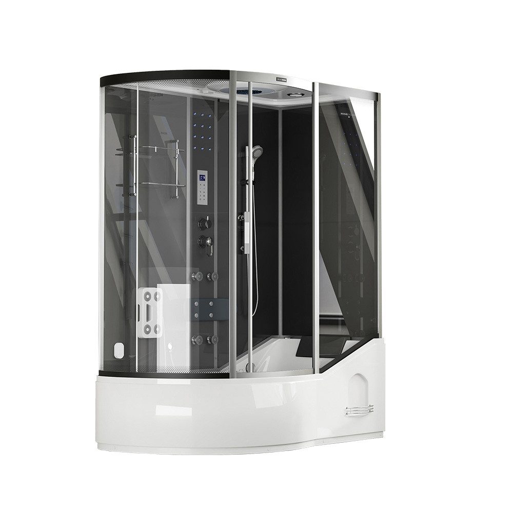HOME DELUXE Dampfdusche Dampfdusche ALLIN 4IN1 - Schwarz Links, BxT: 170x90 cm, Dampfsauna, Badewanne, Whirlpool, Dusche