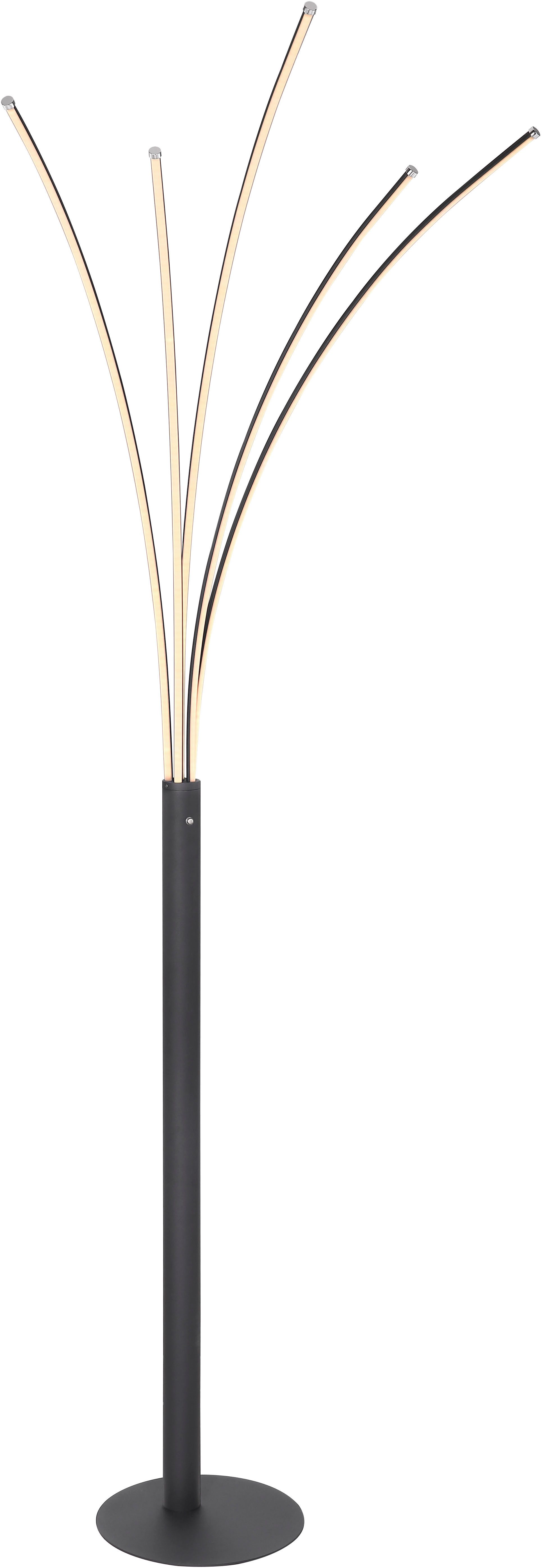 GLOBO LIGHTING Stehlampe BIZZY, LED fest integriert, Warmweiß, Stehleuchte Schwarz/Opal, Touch dimmbar, LED 36W