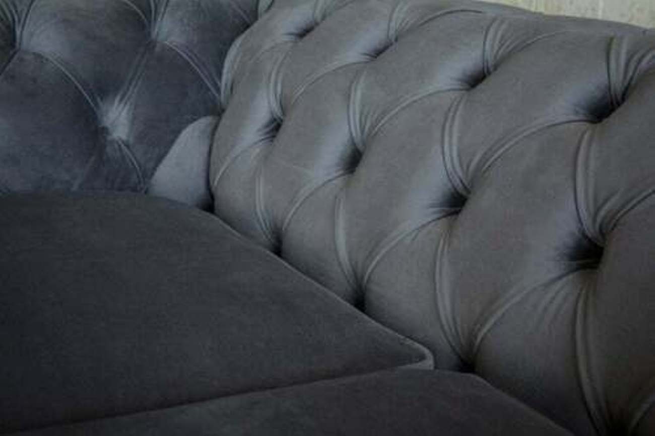 Mit Stoff Sofa Cheserfield verziert 3-Sitzer JVmoebel Sitzkissen, 3 Textil Couch und Designer Polster, Nieten Knöpfen Samt Sitzer Mit