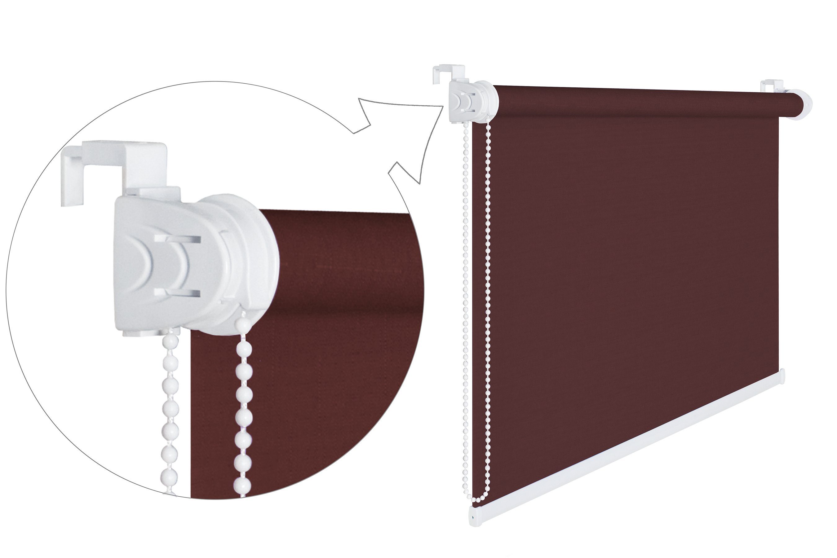 Fensterrollo KS 70 schoko 175 lang Verdunklungsrollo Breite 24 braun cm Verdunklung, Handel cm