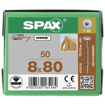 SPAX Schraube SPAX 251010800805 Holzschraube 8 mm 80 mm T-STAR plus Stahl WIROX