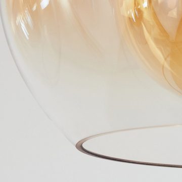 hofstein Hängeleuchte moderne Hängelampe aus Metall/Glas in Messing/Bernstein/Klar, ohne Leuchtmittel, Schirme aus Glas (19, 25cm), Höhe max. 150cm, 6x E27