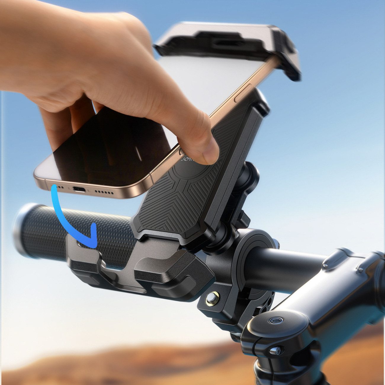 JOYROOM Mobile Phone Holder JR-ZS428, (up to 7 inches, single item, shockproof handlebar mount with 360° rotation for 4.7–7 inch smartphones)