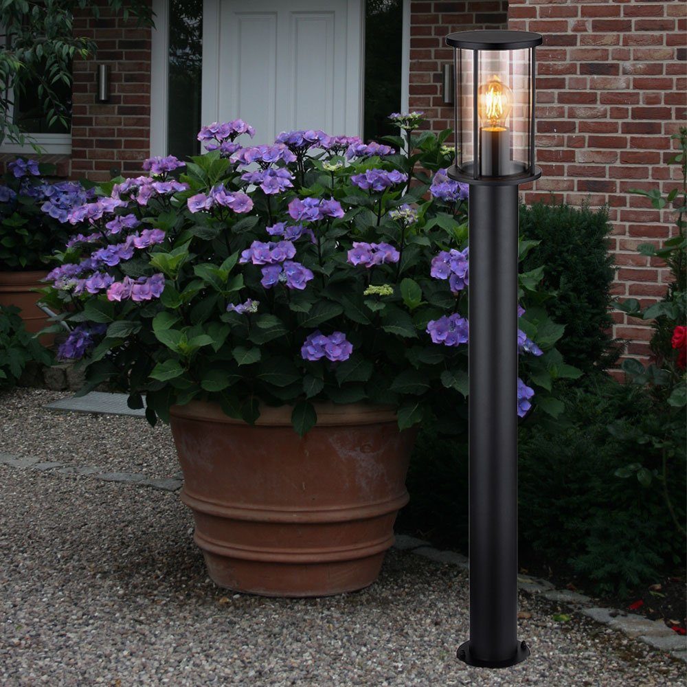 Sockelleuchten, 100cm glas Gartenlampe, rauchfarben, nicht Leuchtmittel Metallstäbe inklusive, Globo schwarz H Stehleuchte