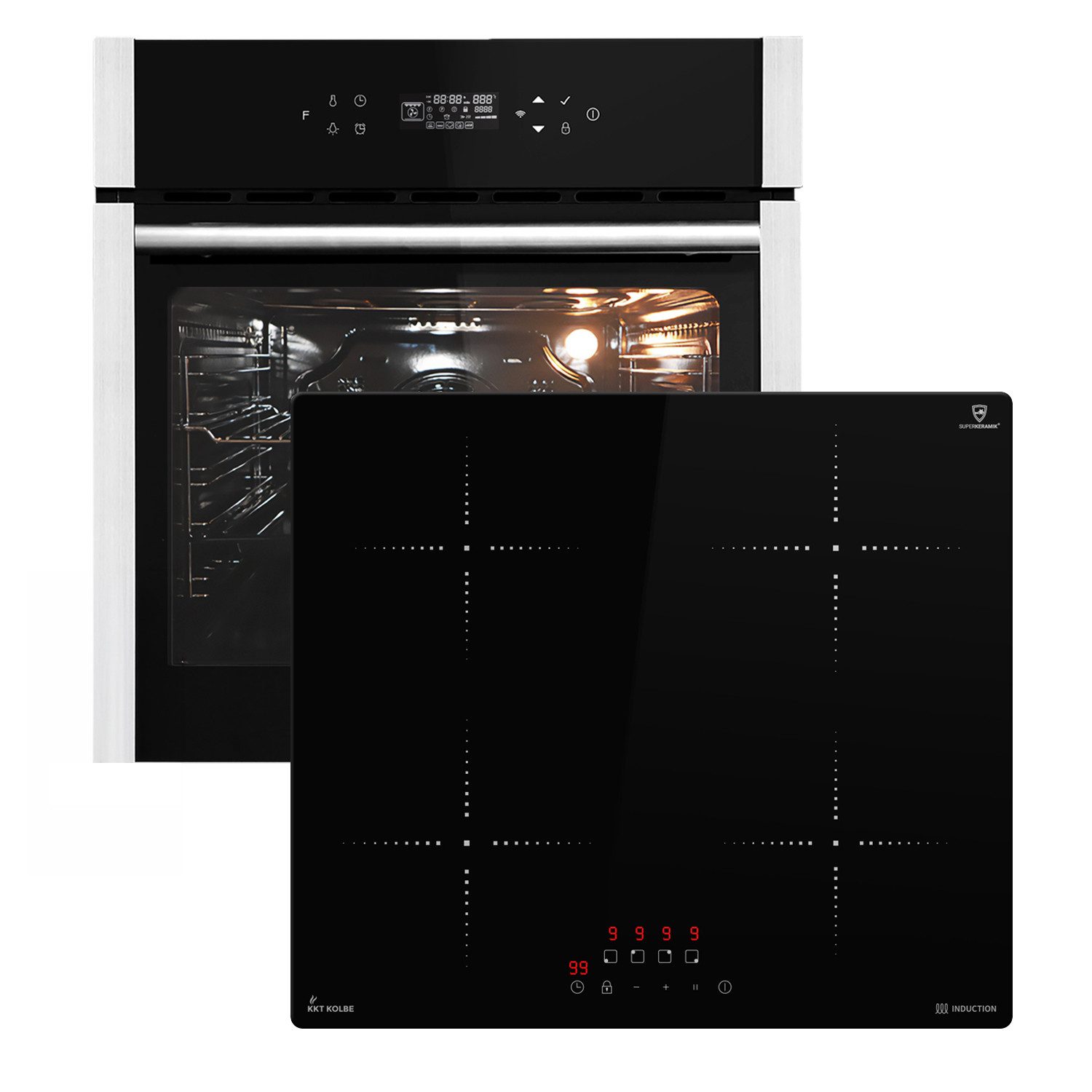 KKT KOLBE Backofen-Set Backofen und Induktionskochfeld SET8313HCIH859RL, mit Teleskopauszug, DampfClean, 60cm / Herdset / Kochmulde / Einbaubackofen / WIFI