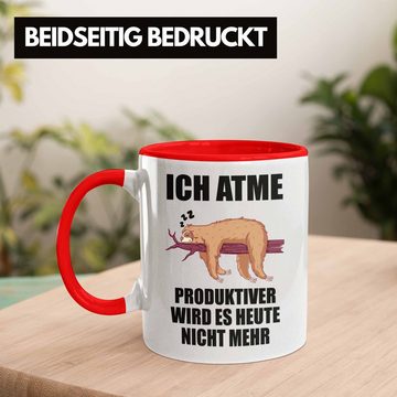 Trendation Tasse Trendation - Lustiger Faultier Spruch Tasse Faultier Mitarbeiter Arbeitskollge Geschenk