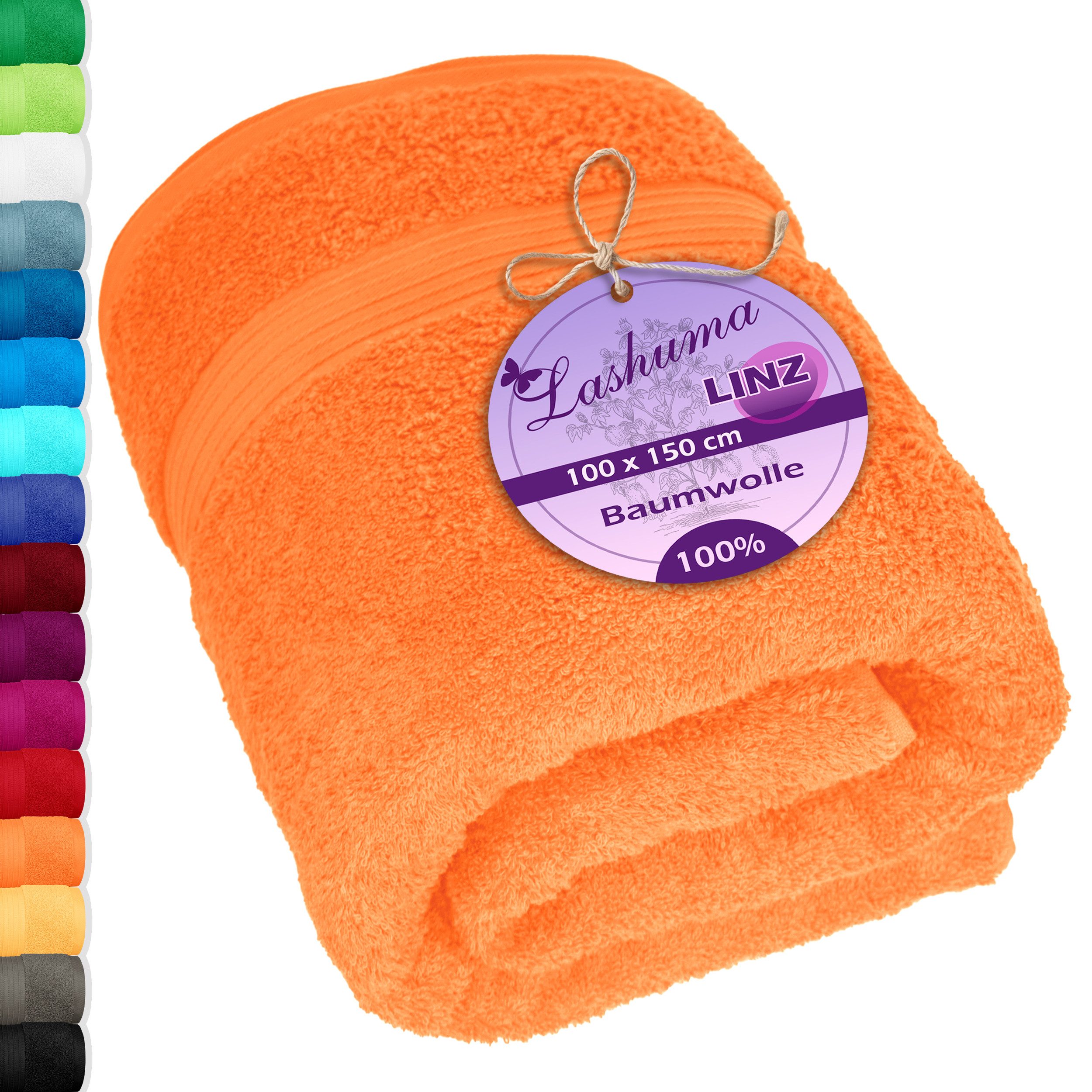 Lashuma Badetuch - Badehandtuch Linz, Frottee (1-St), Frottee Strandtuch orange 100x150 cm