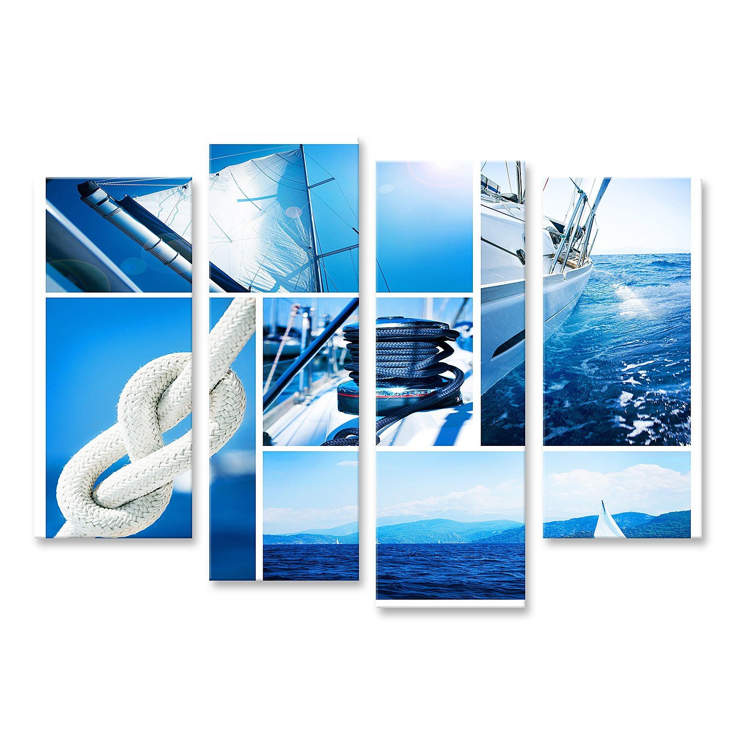 islandburner Leinwandbild Bild auf Leinwand Yacht Collage Segelboot Yachting Konzept Wandbild Po