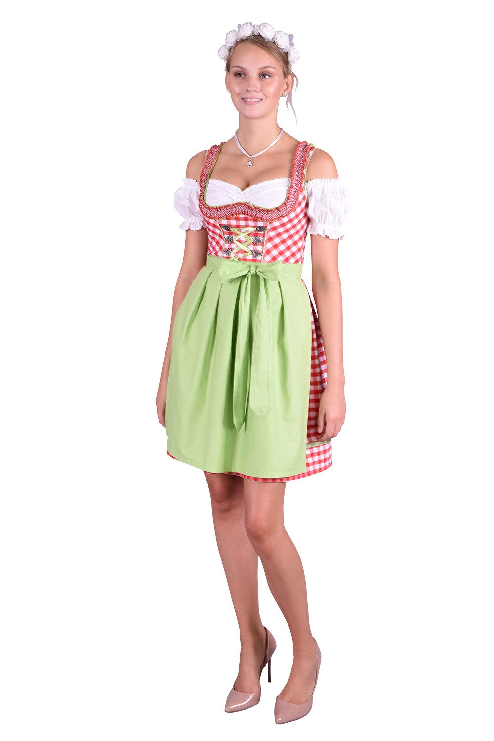 Entari Dirndl 480GT Trachtenkleid Rot Weiß günstig online kaufen