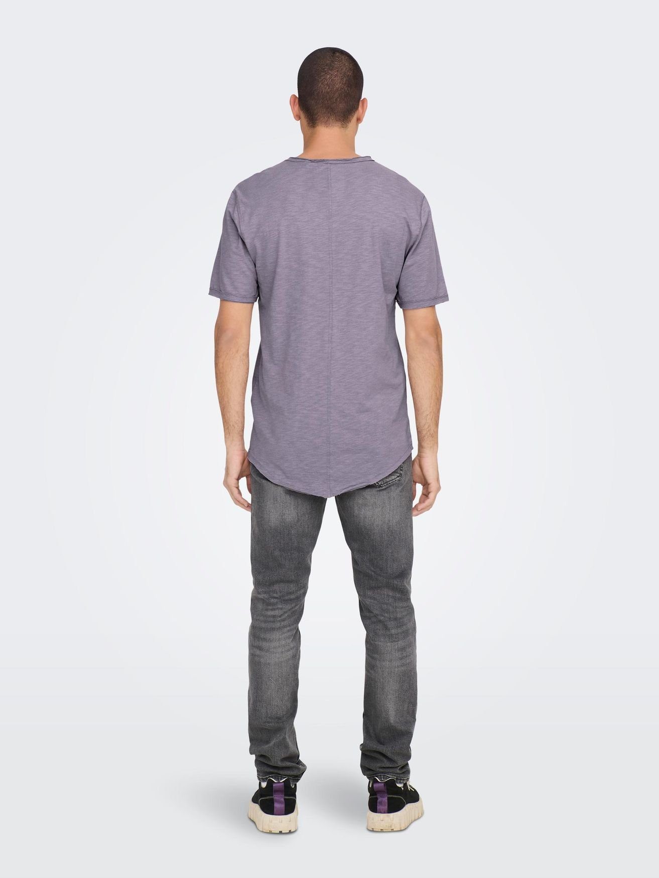 ONLY & SONS Kurzarm in T-Shirt ONSBENNE Langes Einfarbiges Basic 4783 Rundhals Lila Shirt T-Shirt