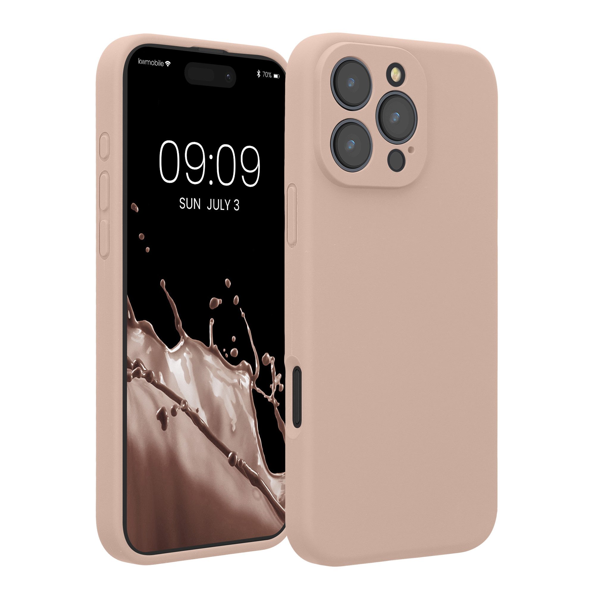 kwmobile Smartphone-Hülle Hülle für Apple iPhone 16 Pro Max, Hülle Silikon gummiert - Handyhülle - Handy Case in Altrosa
