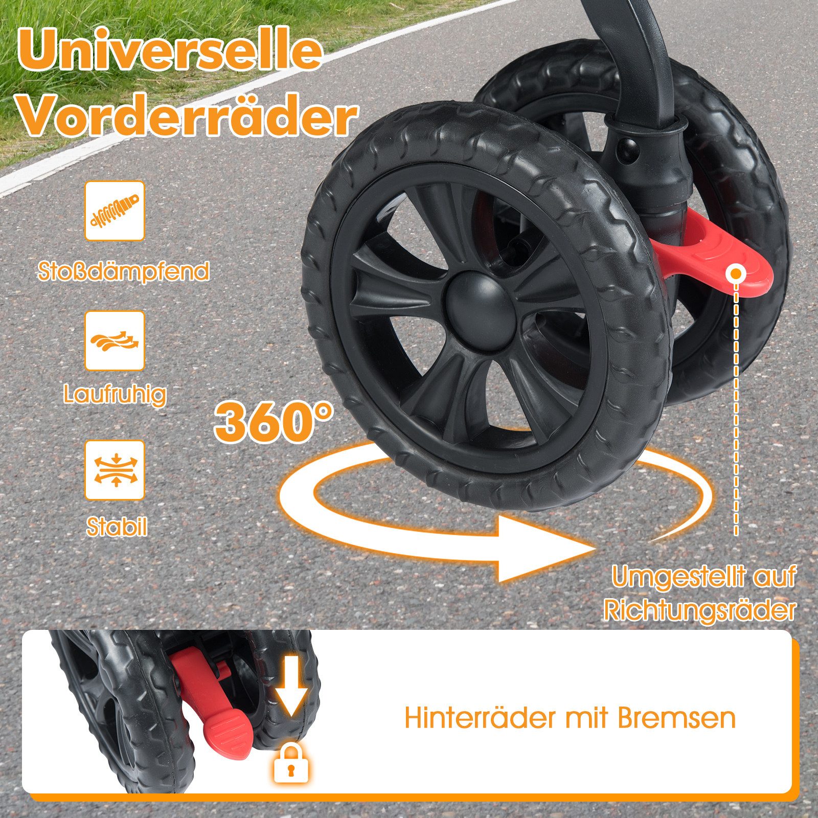 COSTWAY Hundebuggy, (1-tlg), 2-Sitzer Hundewagen, mit Sonnenschutz, Sicherheitsgurt, faltbar