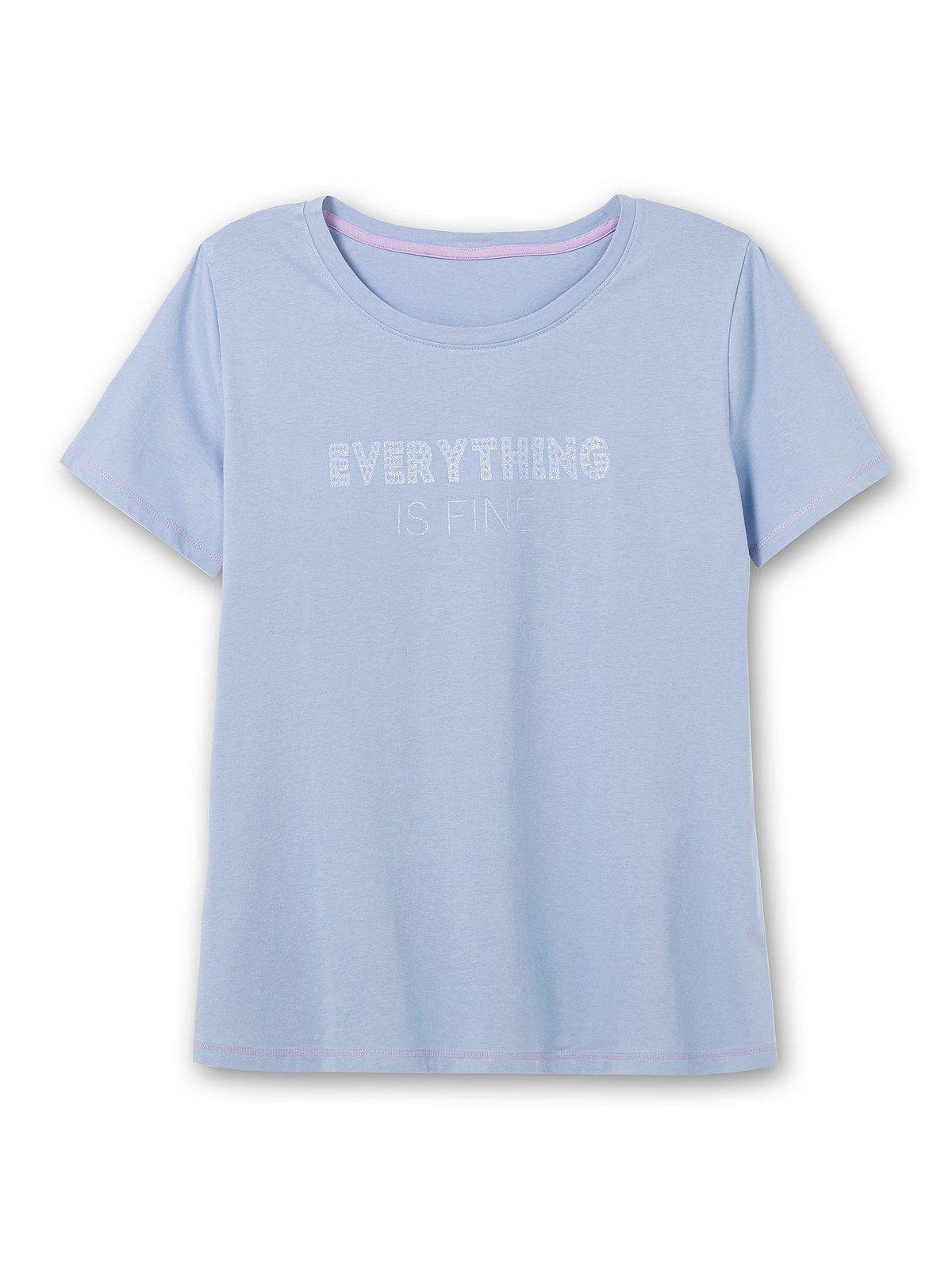 bedruckt mit leicht Große mittelblau T-Shirt tailliert Sheego Wordingprint, Größen