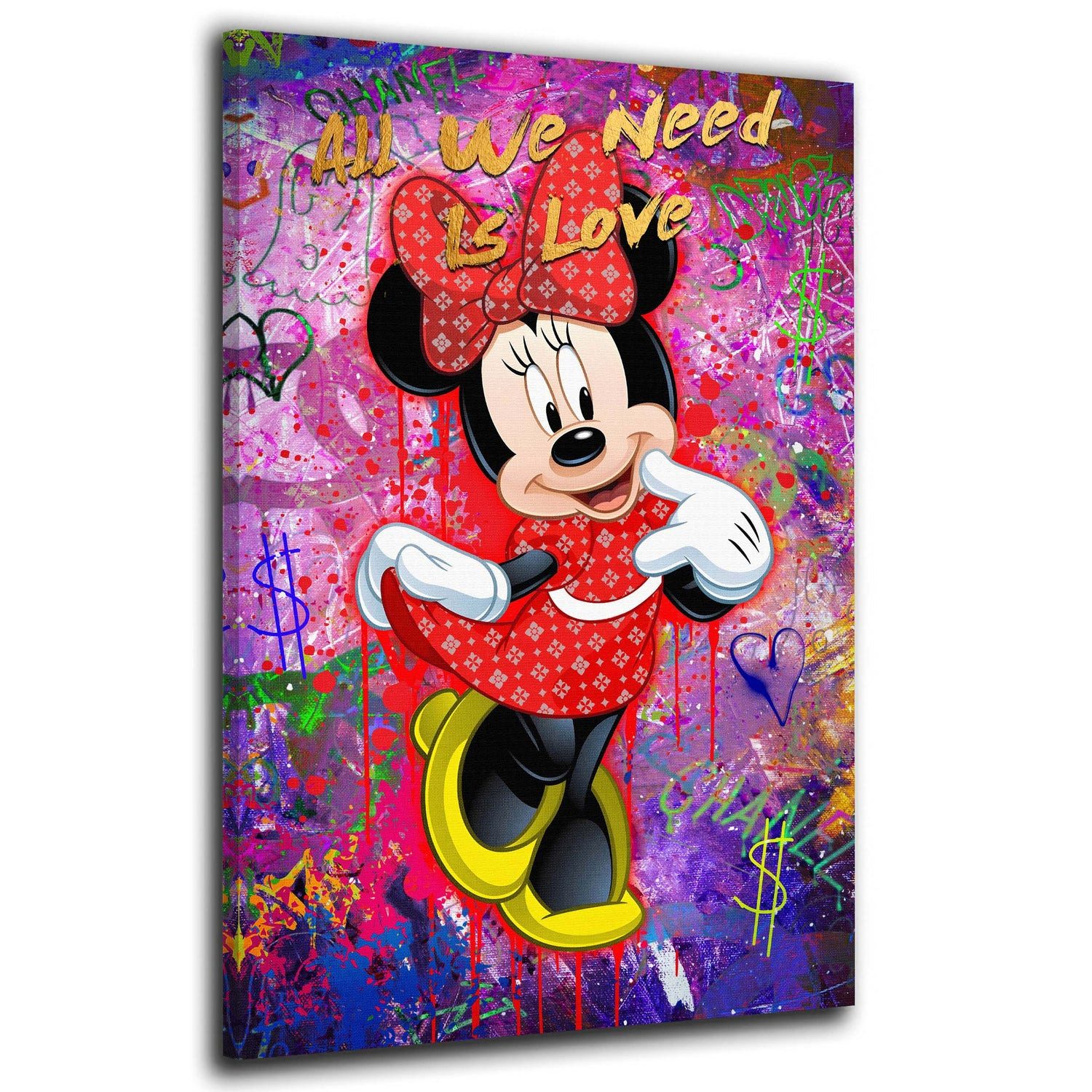Artedinoi Leinwandbild Minnie Pop Art Love Wandbild Leinwandbild Kunstdruck XL Wanddeko Comic