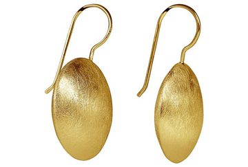 SILBERMOOS Paar Ohrhänger Auffällige Knopf-Ohrhänger vergoldet, 925 Sterling Silber