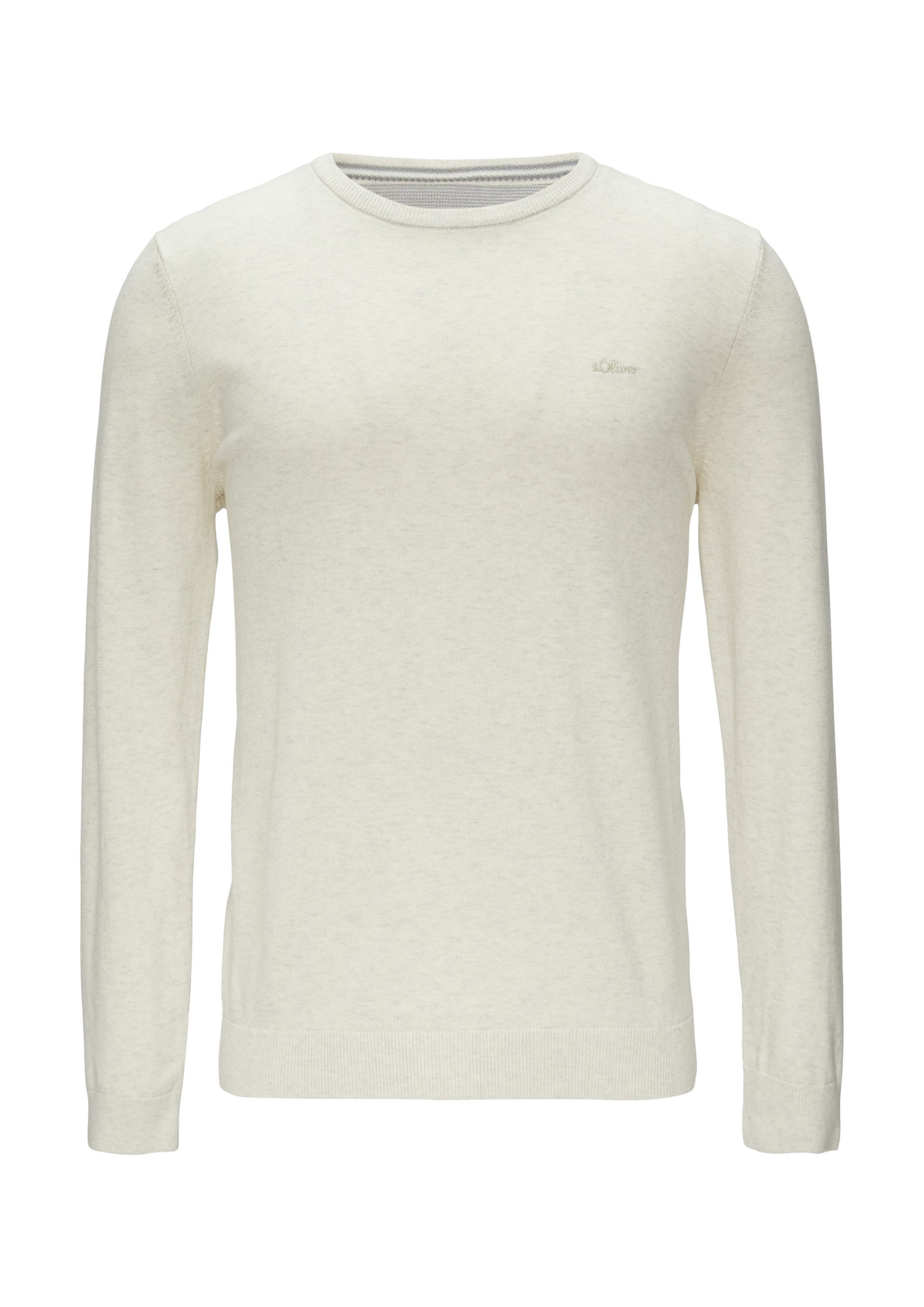 s.Oliver Longpullover Strickpullover Baumwollpullover mit Logo-Stickerei günstig online kaufen