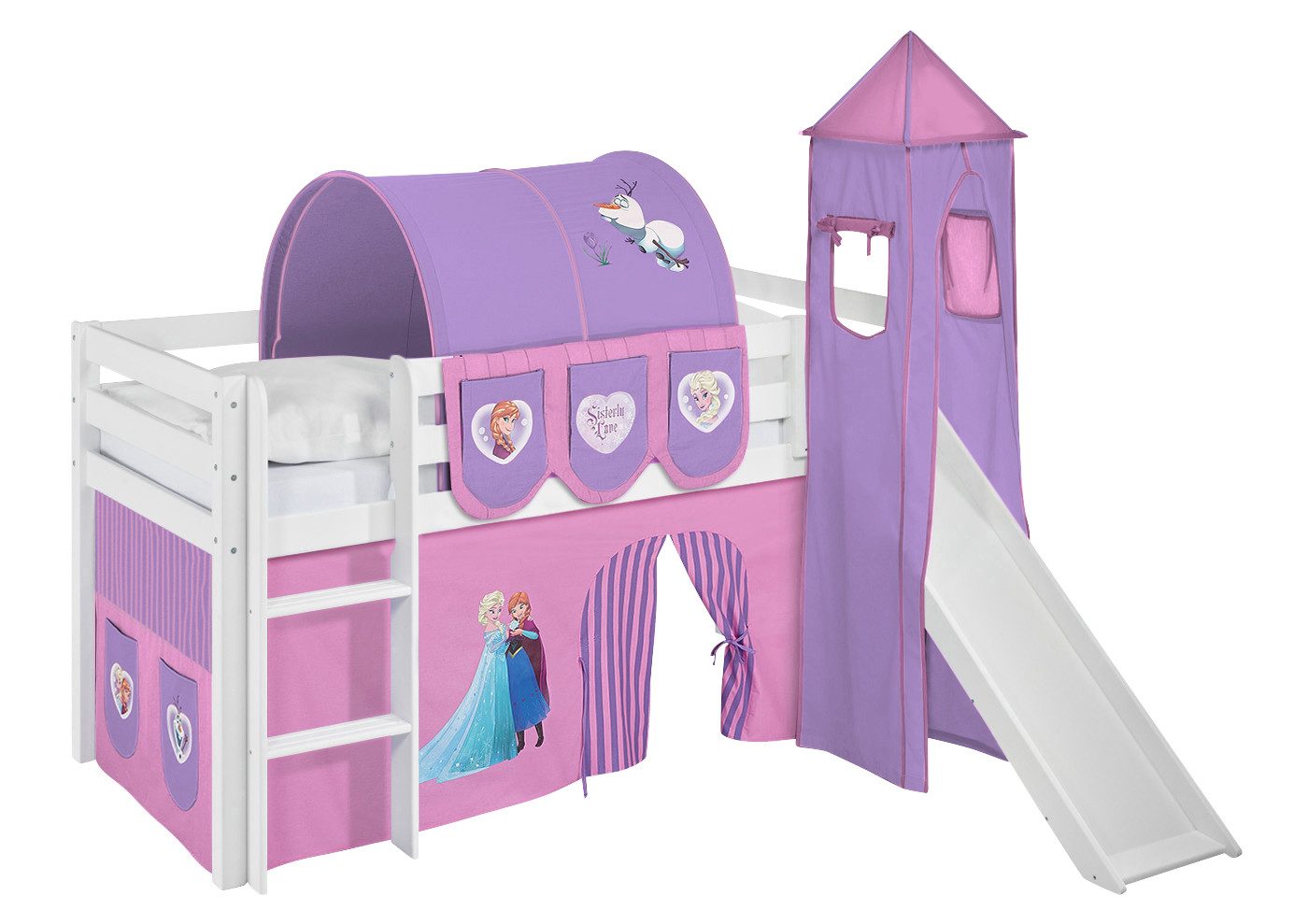 Lilokids Kinderbett Hochbett JELLE mit Vorhang günstig online kaufen