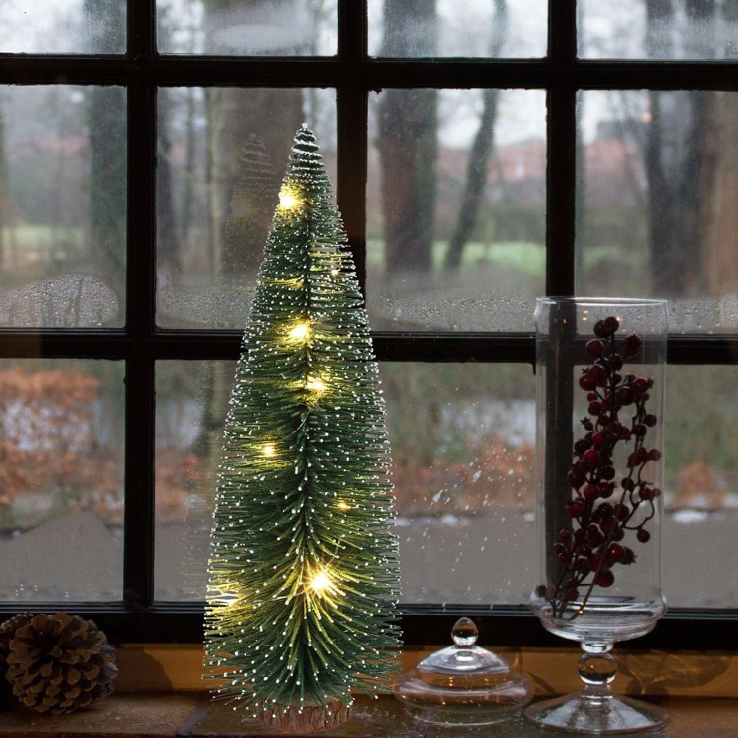 BURI Künstlicher Weihnachtsbaum Deko Tannenbaum 30cm LED beschneit  Weihnachtsbaum Weihnachtsdeko Tisch