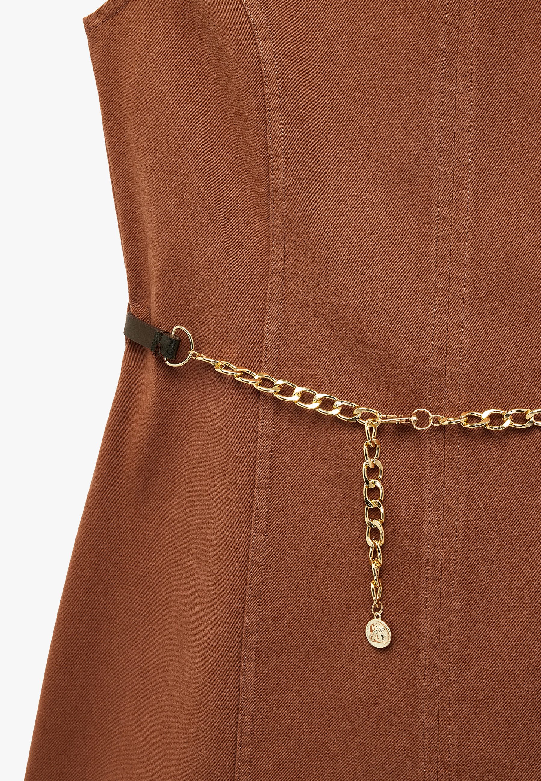 Koton Badekleid Mit Bauchgurt Rundhalsausschnitt Jeanskleid