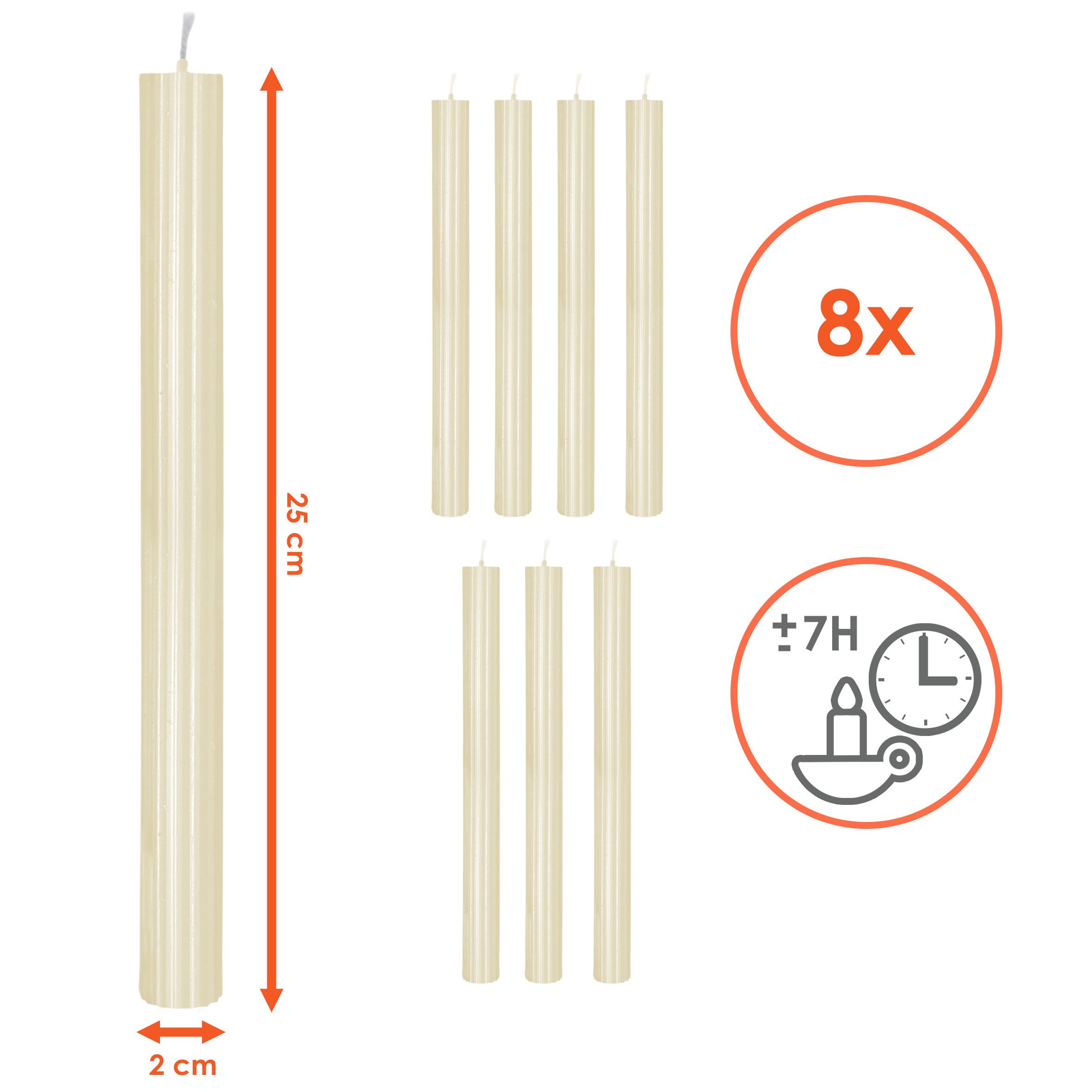 Spetebo Tafelkerze Echtwachs Stabkerzen geriffelt 8er Pack (Anzahl, 1-tlg., günstig online kaufen