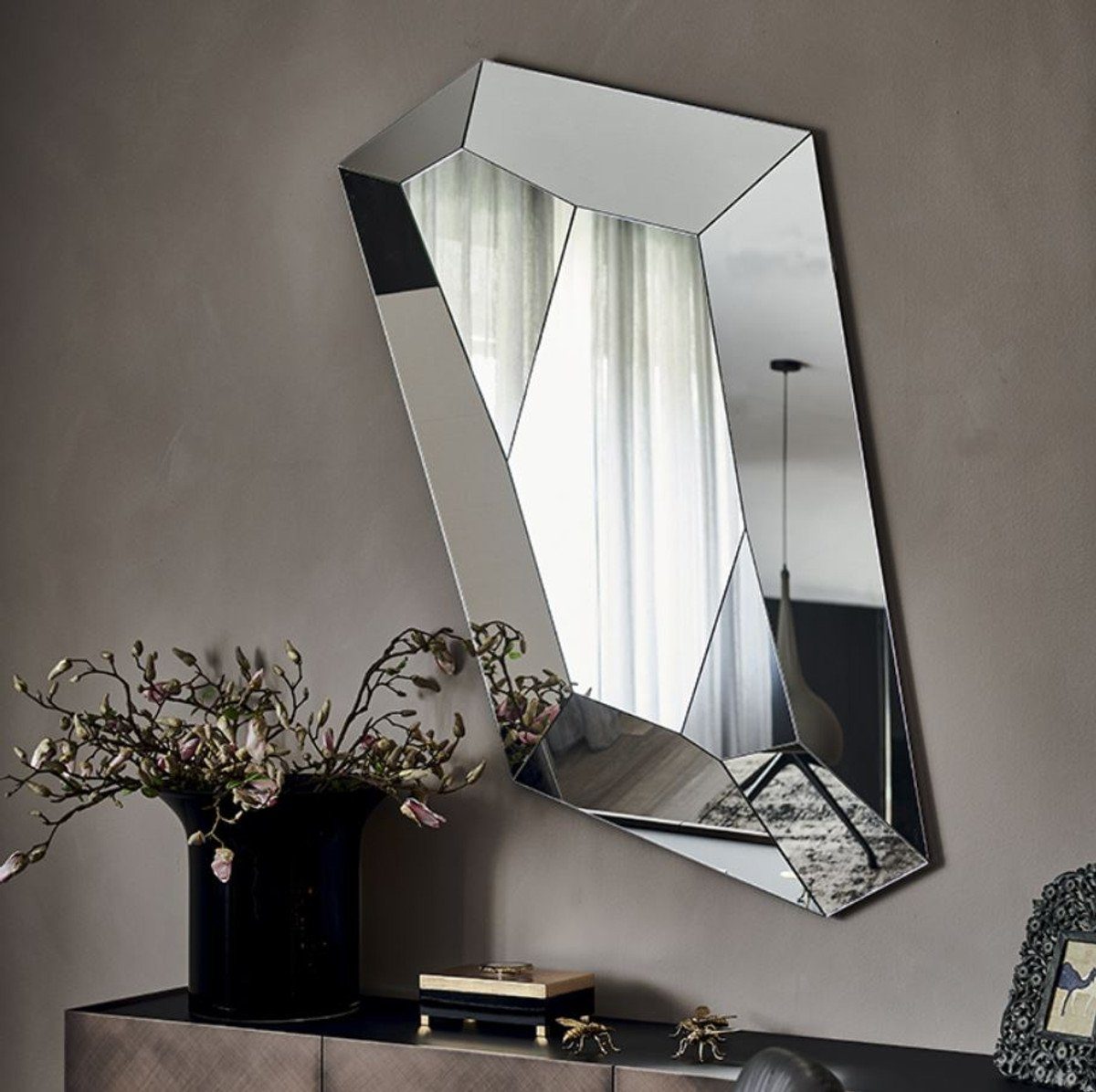 Casa Padrino Wandspiegel Luxus Spiegel 100 x 6 x H. 160 cm - Edler Wandspiegel mit verspiegeltem Rand - Luxus Möbel