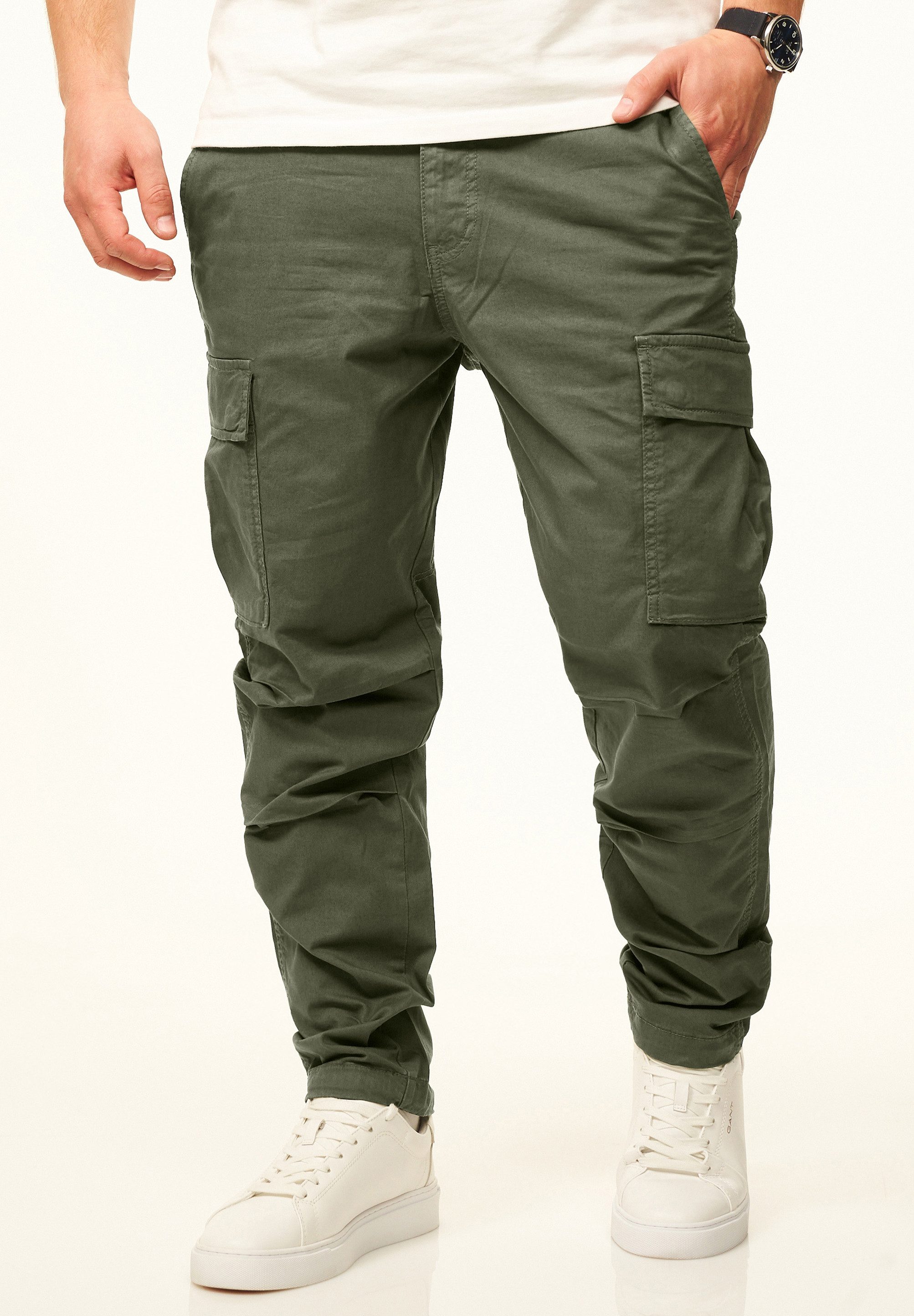 DAILY COTTON Cargohose als Stoffhose mit Stretch im Tapered Fit Chino Cargo Hose mit Gürtelschlaufen für Herren – Bild 3 von 5
