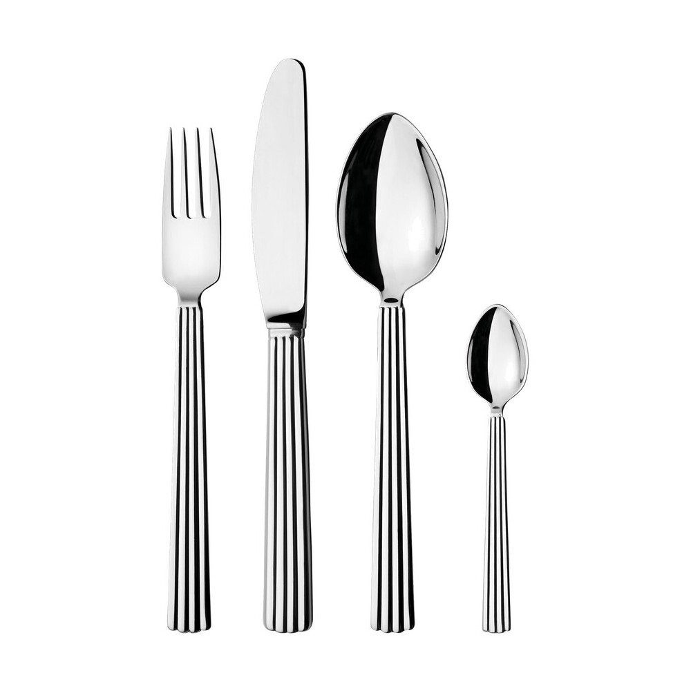 Georg Jensen Besteck-Set Besteck-Set 16-tlg. Bernadotte Edelstahl glänzend (1-tlg), 18/8 Edelstahl, Edelstahl, spülmaschinenfest, hochglanzpoliert