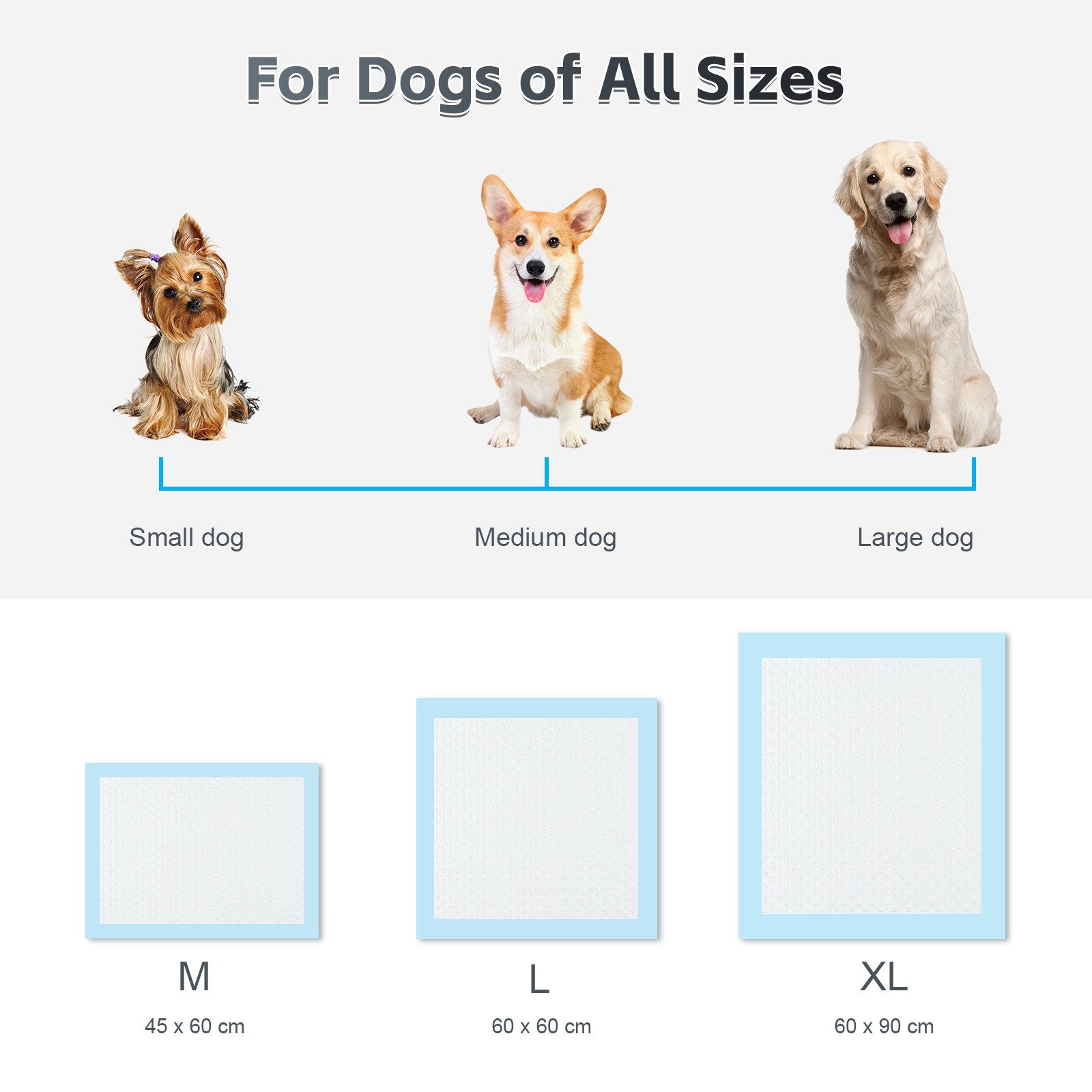 NANIPETS Hundematte Trainingspad für Hunde Welpenunterlagen, Superabsorbierendes & Auslaufsichere Wickelunterlagen, 60 x 90 cm Extra Große, Dicke Pet Pads, Packung mit 20