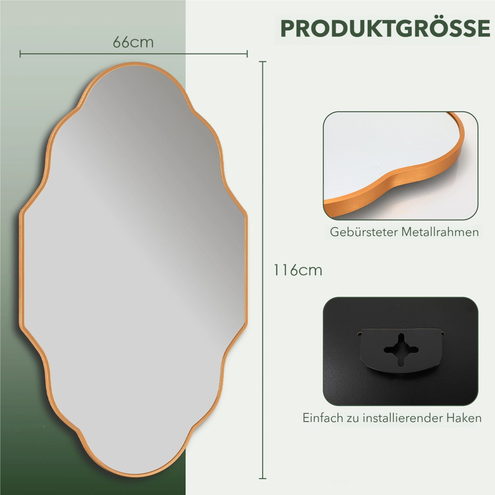 TLGREEN Dekospiegel 66x116cm Wandspiegel, (Lampionspiegel mit günstig online kaufen