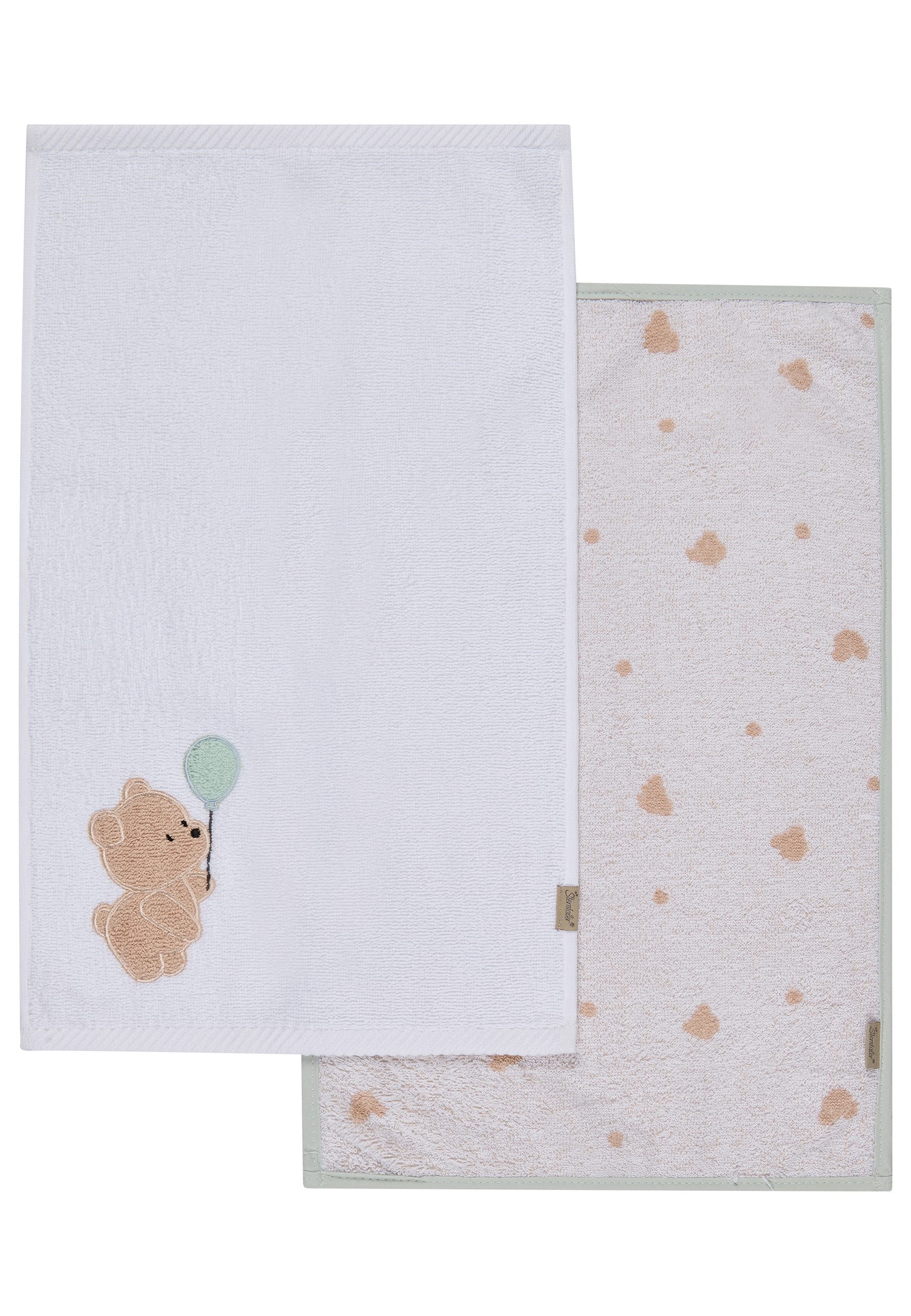 Sterntaler® Handtücher Kinderhandtuch 2er-Pack BÄR Bo, Frottee (1-St), Kinderhandtuch DP, aus Frottee, schöne Webkanten, süßer Applikationen