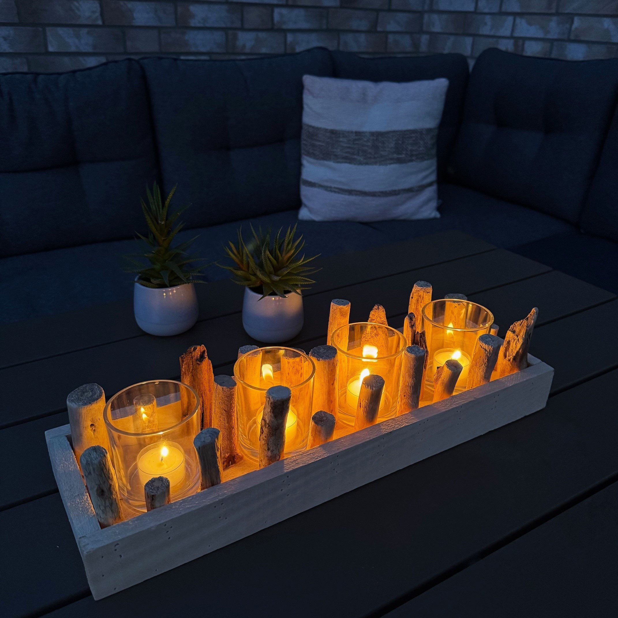 Online-Fuchs Teelichthalter Kerzenständer aus Treibholz mit Glaseinsätzen - günstig online kaufen