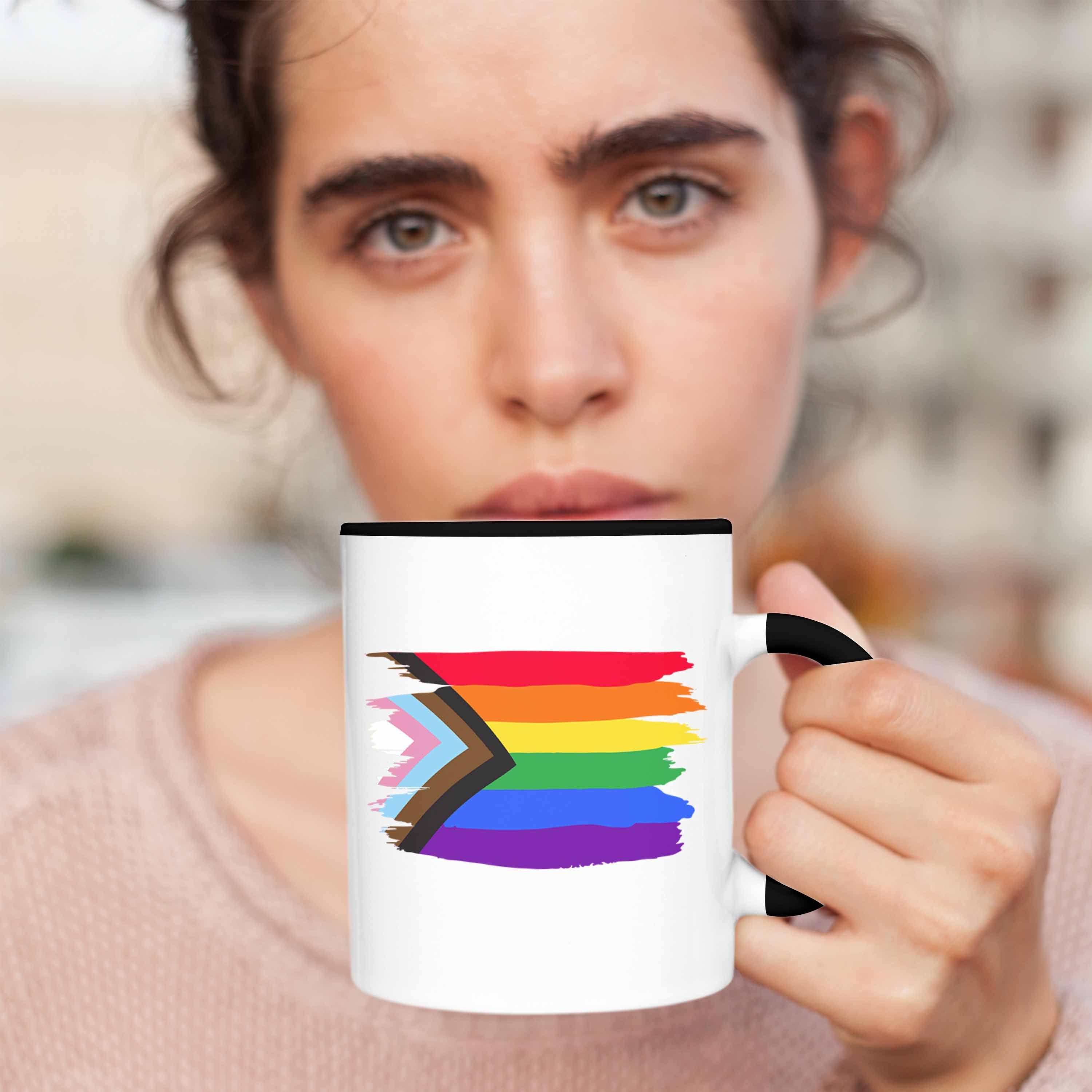 Schwarz LGBT Trendation Trendation Flagge Tasse Geschenk Regenbogen Schwule Grafik Lesben Transgender Tasse Pride -