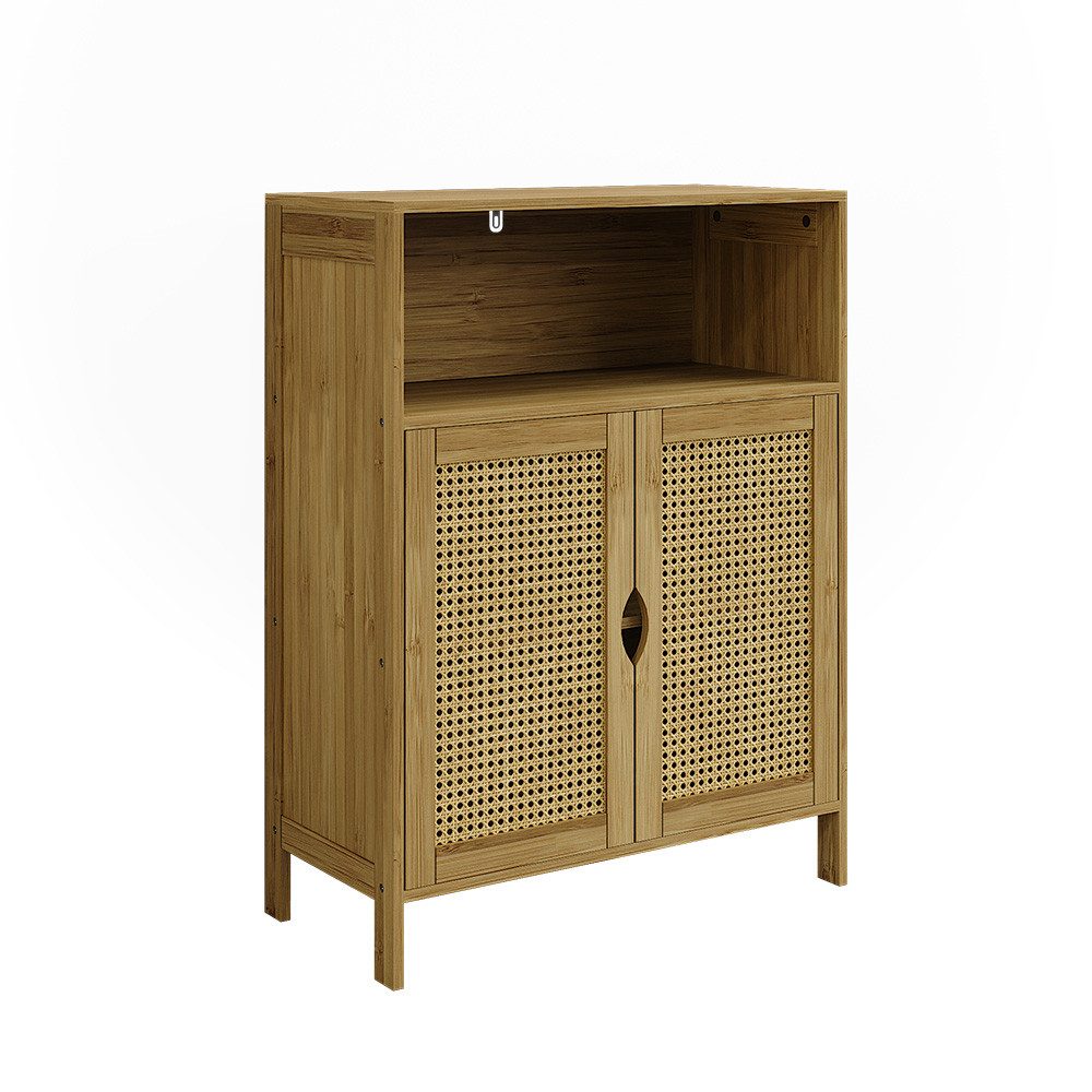 Vicco Midischrank Liora, Bambus/Rattan/Schwarz, 60 x 80 cm (1-St)