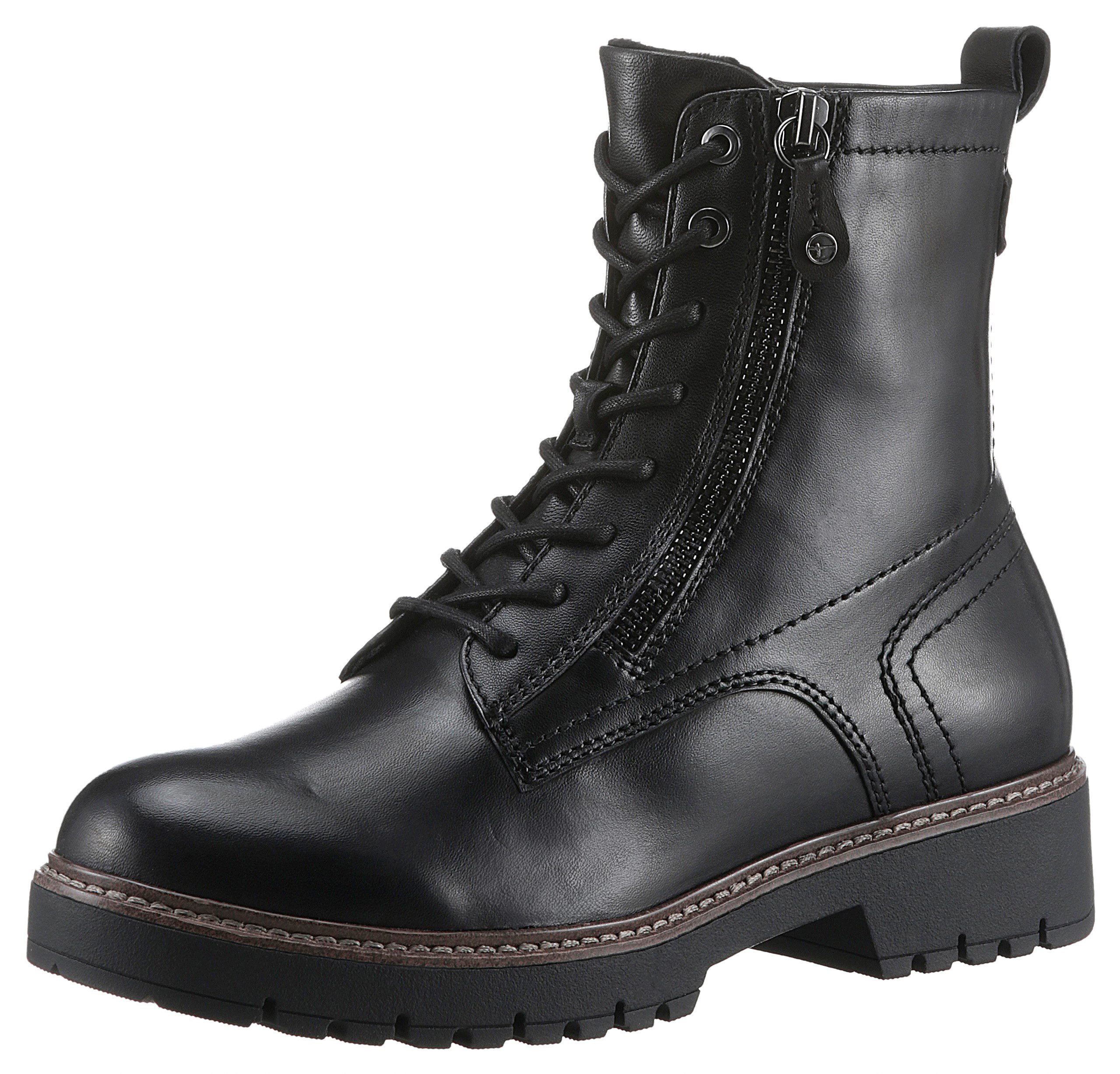 Tamaris Schnürboots, Blockabsatz, Schnürstiefelette, Combat-Boots mit Kontr günstig online kaufen