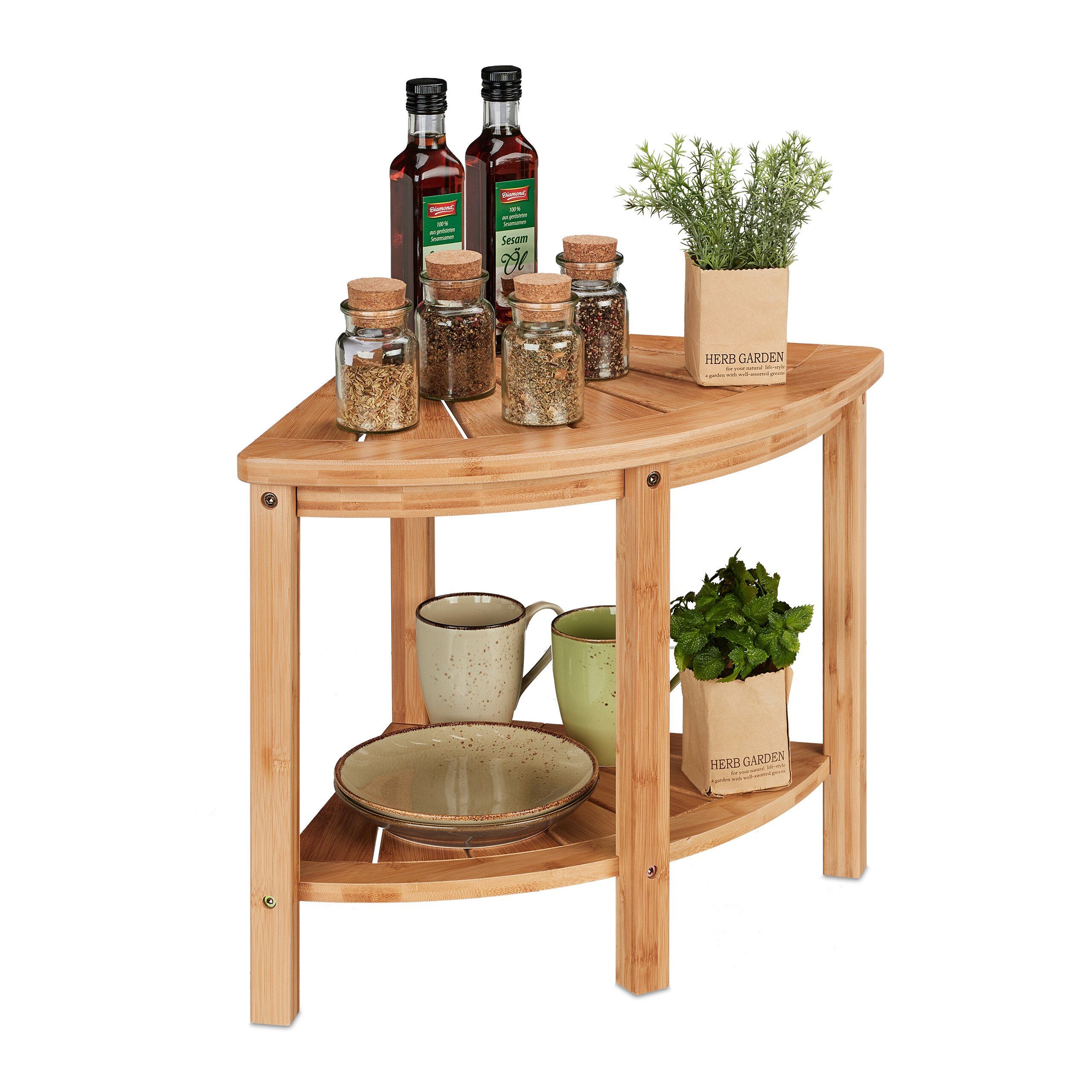 relaxdays Eckregal Bambus Eckregal für die Küche günstig online kaufen