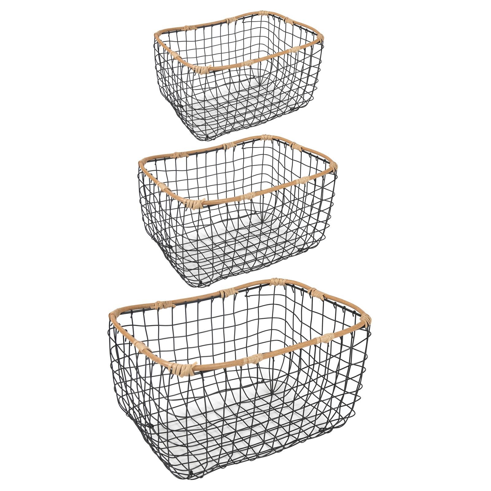 IDIMEX Aufbewahrungskorb JIMO (Set), Metallkorb 3er Set Organizer schwarz rechteckig Drahtkorb