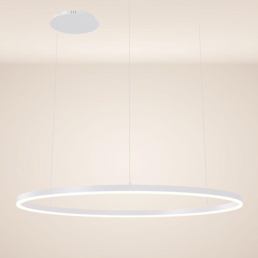 s.luce Pendelleuchte LED Hängelampe Ring Weiß, Warmweiß 100 Dimmbar