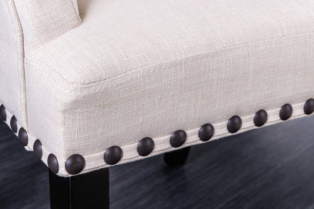 riess-ambiente Armlehnstuhl CASTLE beige/schwarz - Strukturstoff, Holzbeine, mit Armlehne (Einzelartikel, 1 St), Landhaus & Chesterfield-Kombination - ideal für – Bild 5 von 5