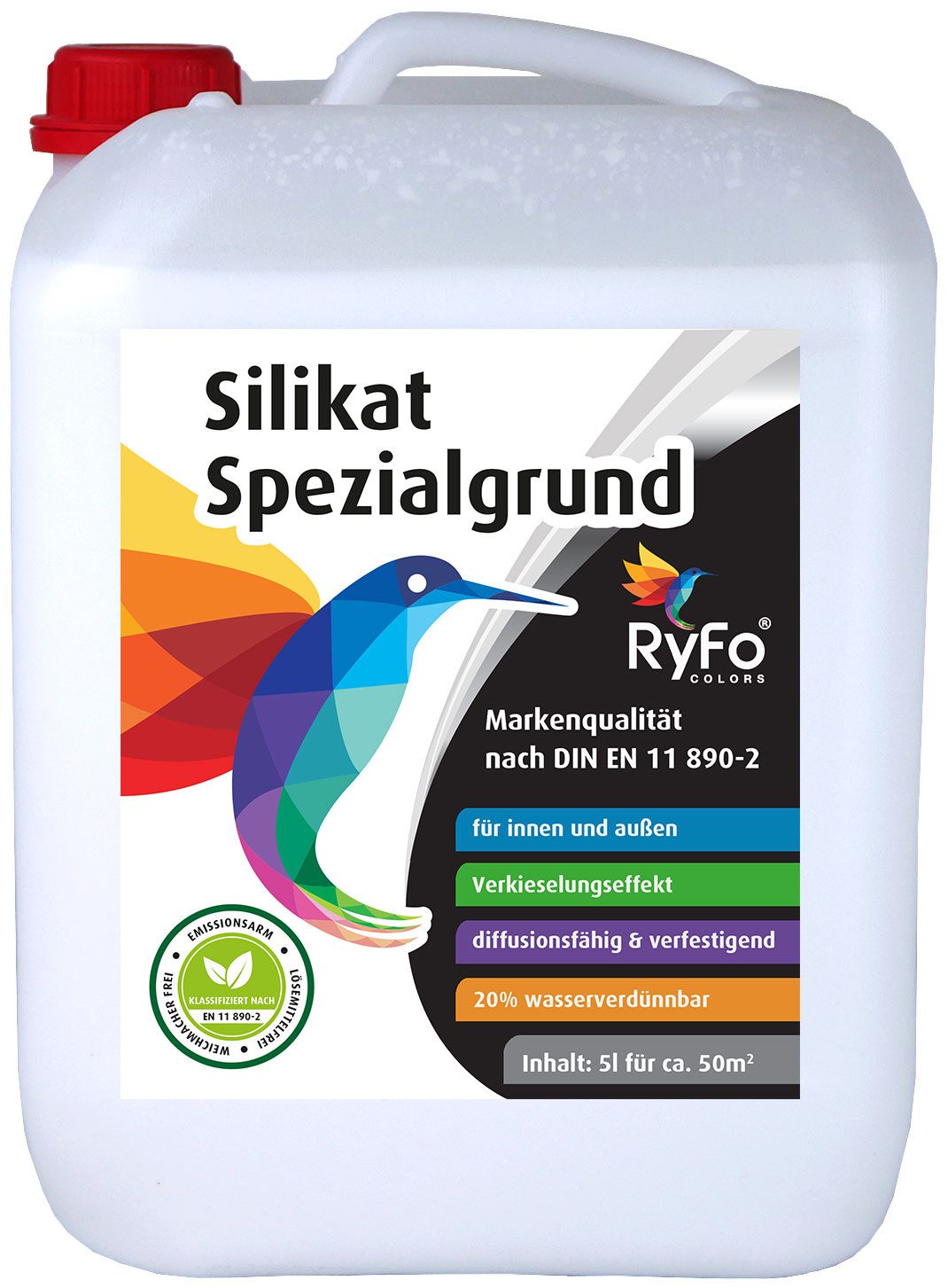 RyFo Colors Silikatgrundierung Silikat Spezialgrund, 1-tlg., 1 L reicht für ca. 10 m², 1x streichen, gebrauchsfertig, UV- und wetterbeständig, atmungsaktiv, für Innen & Außen