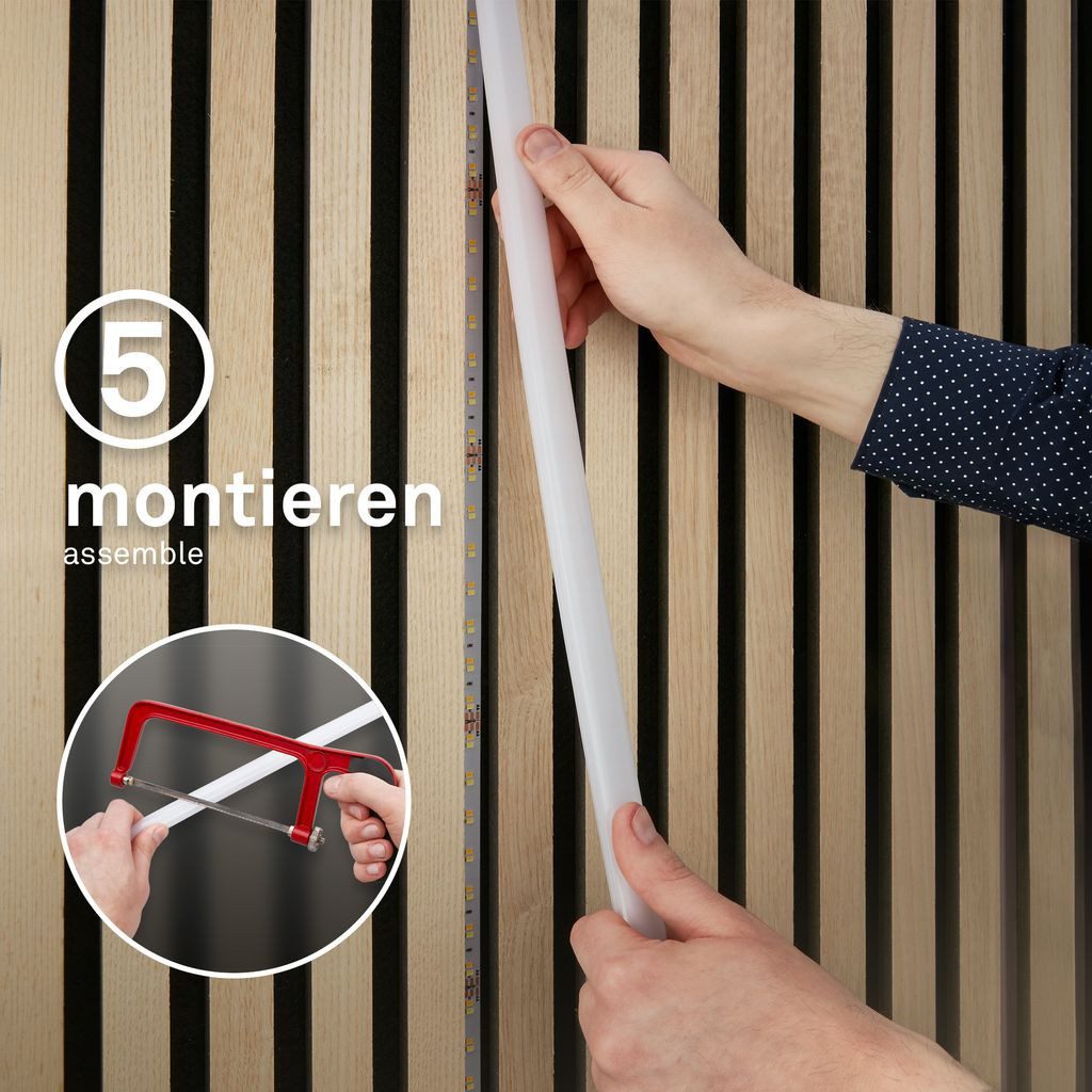 Briloner Leuchten Schrankleuchte 8018147, LED fest integriert, 2700K - Extra-Warmweiß, LED Strip 2,6m Weiß 24V Zubehör Akustikpaneele Wohnzimmer Flur